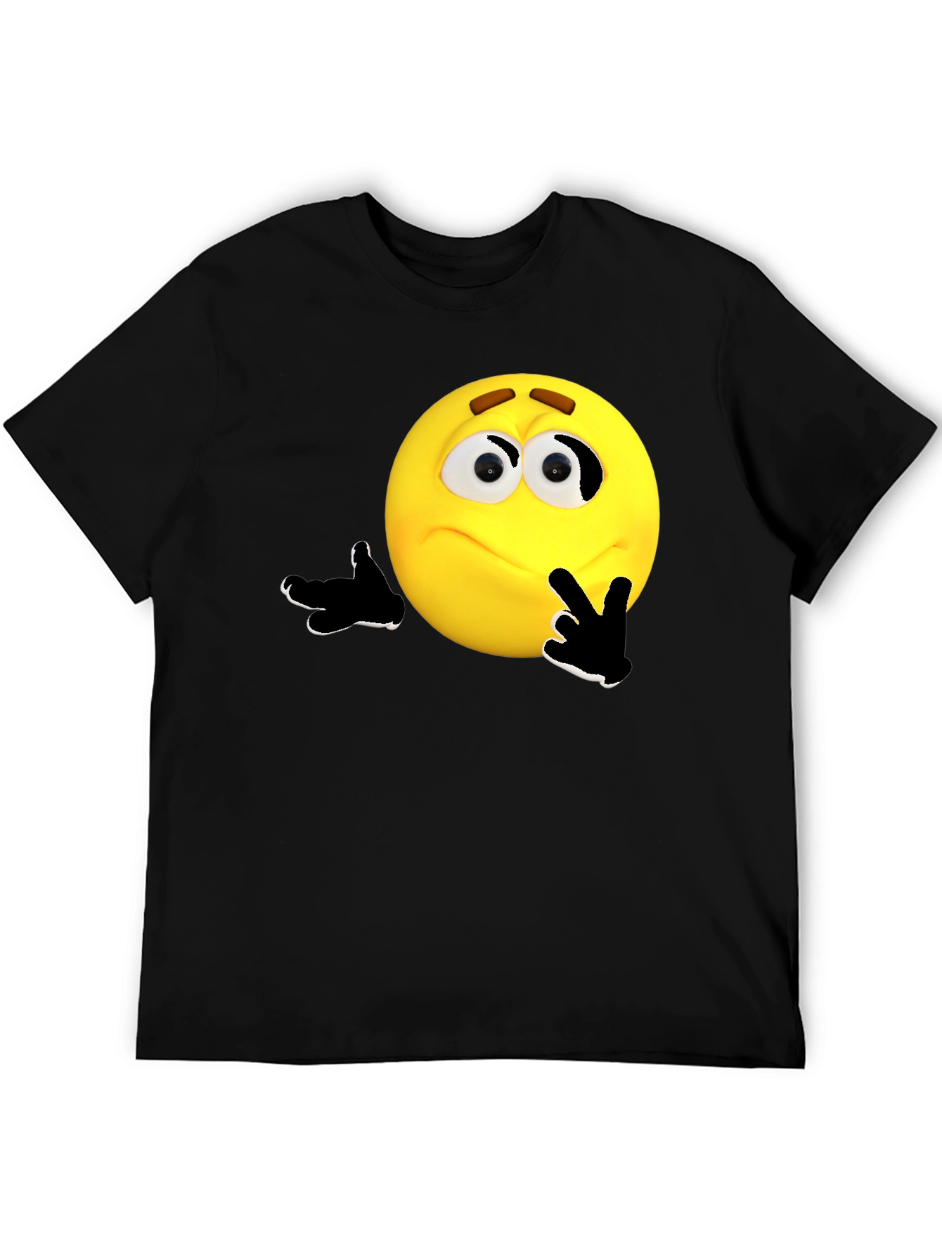 Black Thinking Emoji Graphic T-Shirt view 5