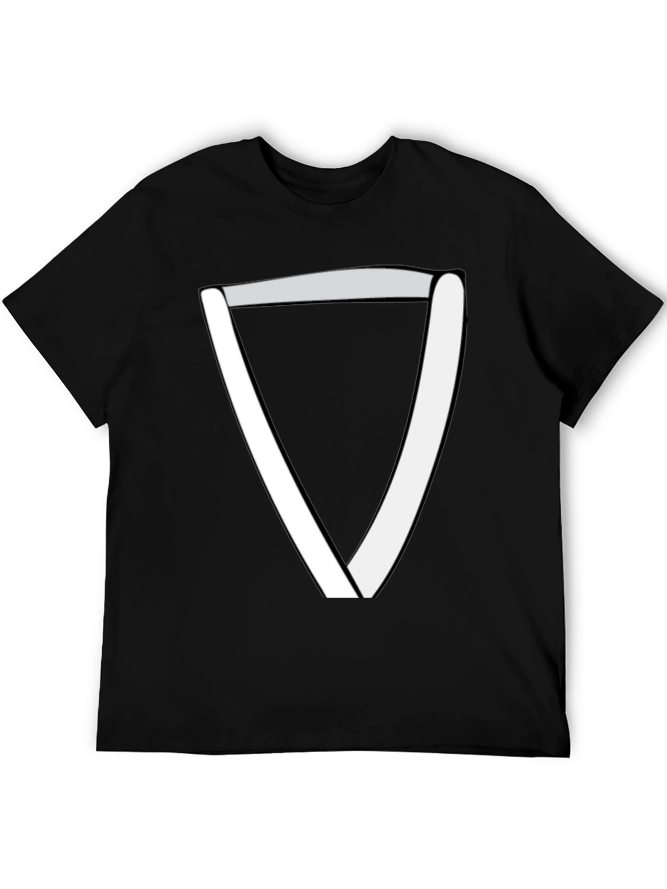 Black Modern Geometric Triangle T-Shirt - Black view 5