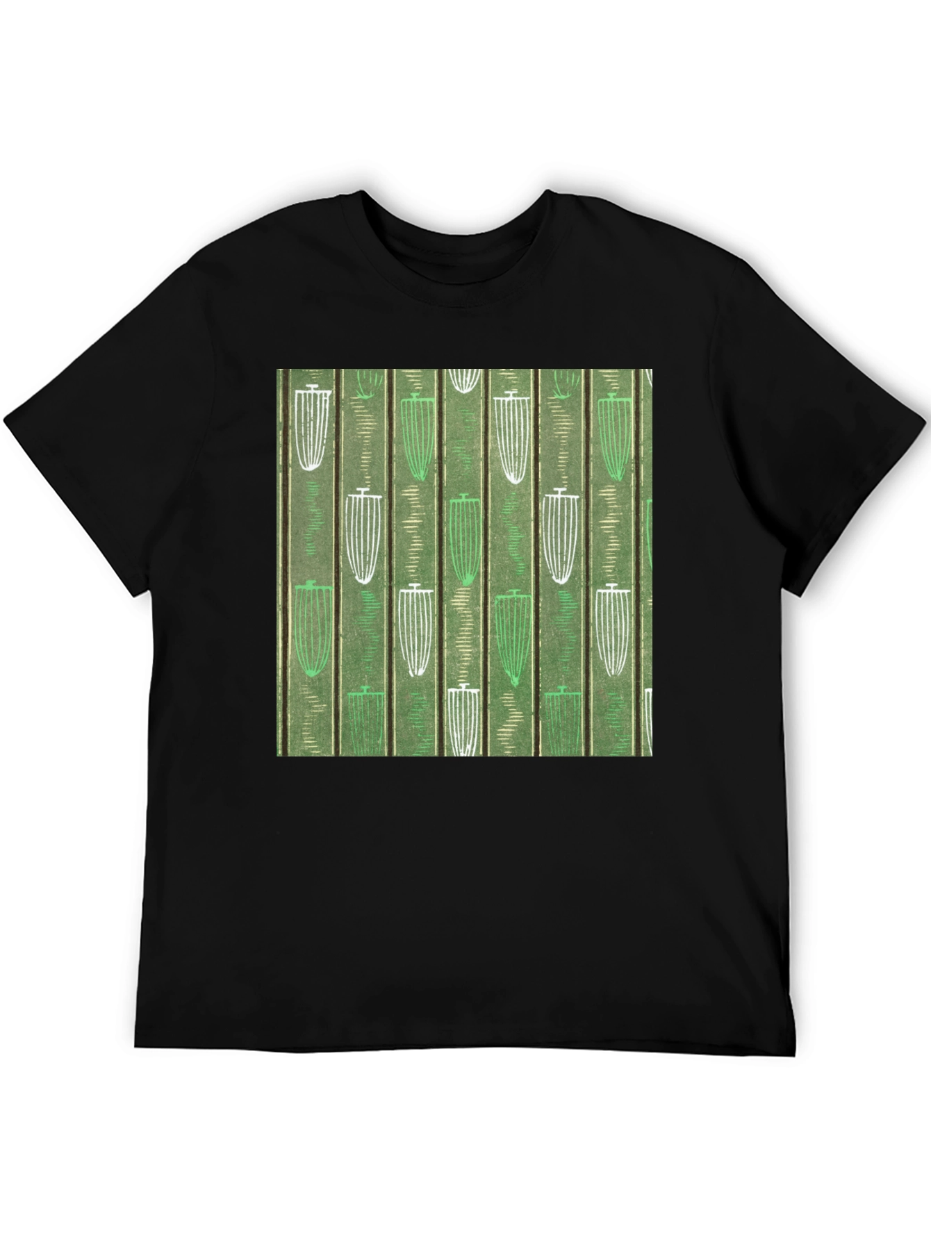 Black Green Patterned Graphic Tee view 5