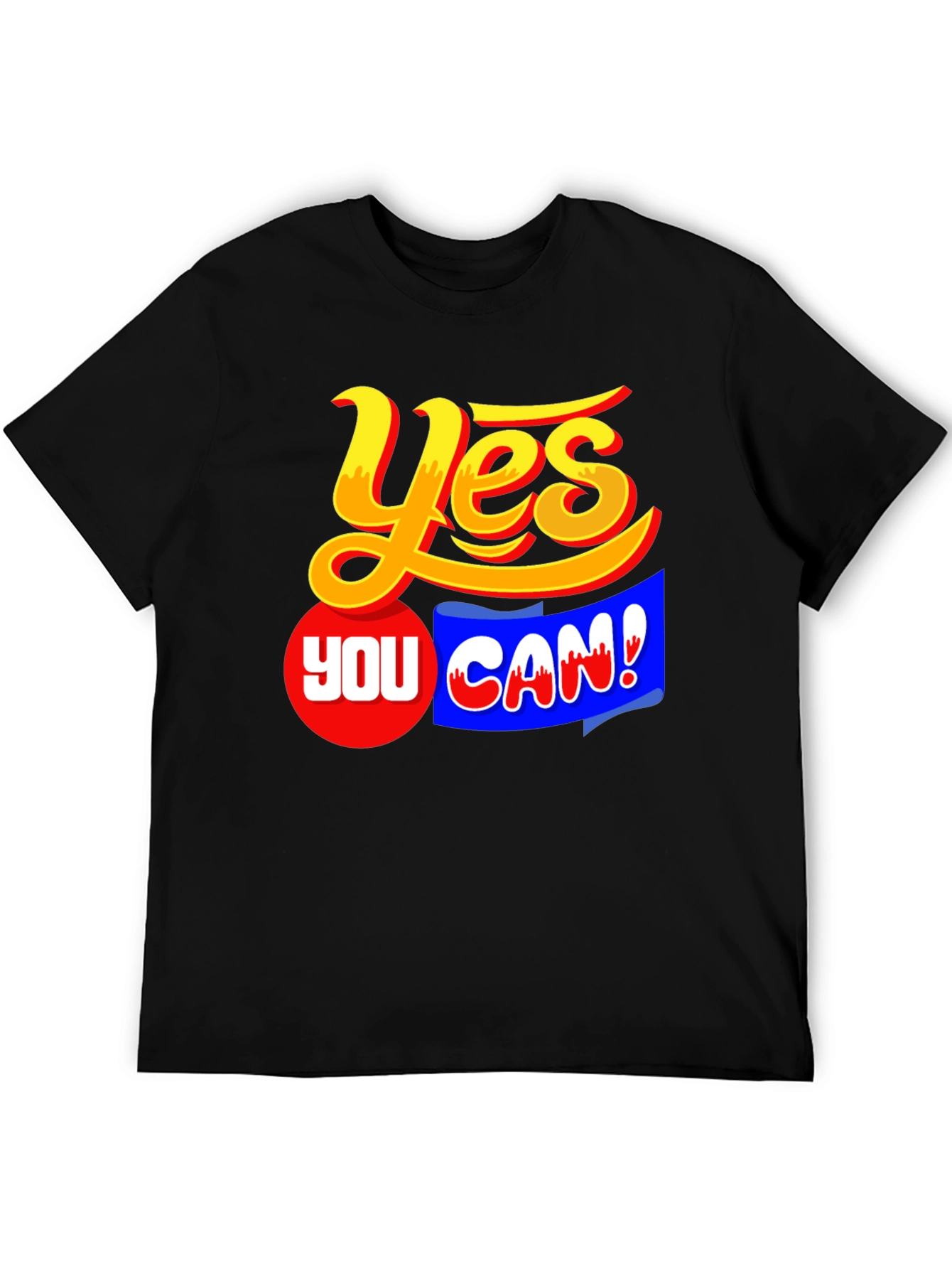 Black Yes You Can! Graphic T-Shirt Motivation Black view 5