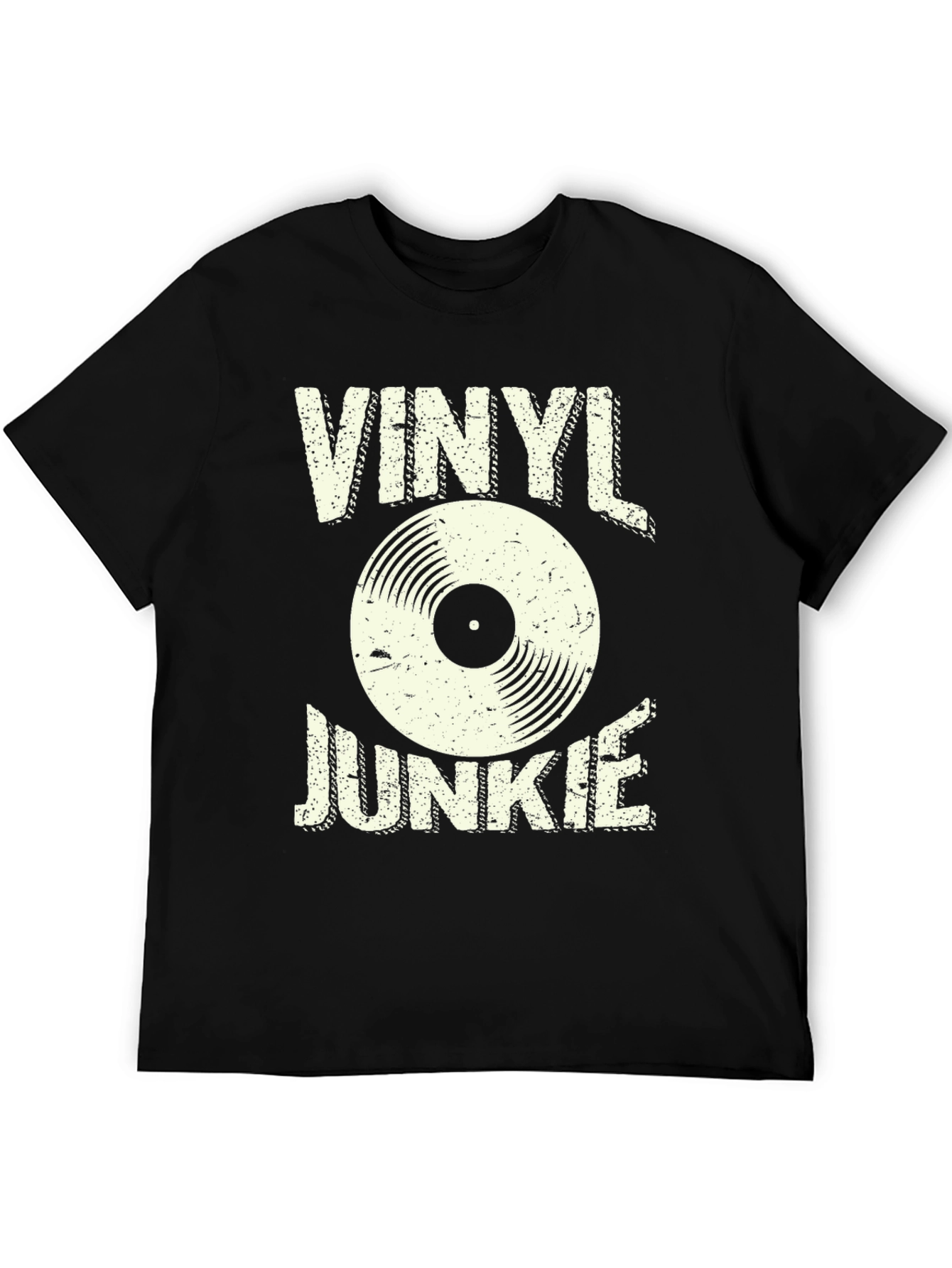Black Vinyl Junkie Graphic T-Shirt - Retro Record Tee view 5