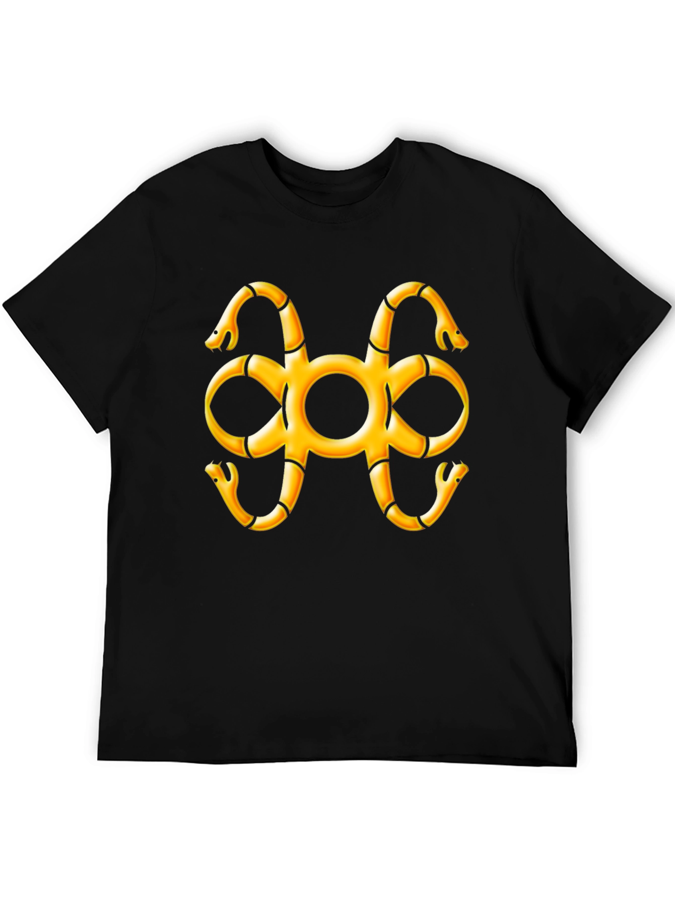 Black Black T-Shirt with Snake Adinkra Symbol view 5