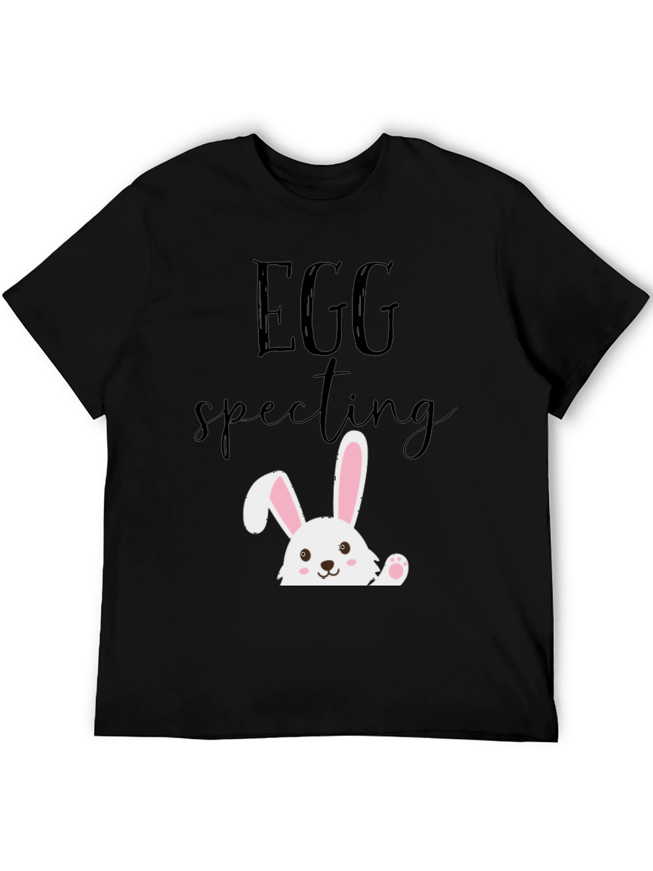 Black Eggspecting Easter Bunny T-Shirt - Funny Pregnancy Tee view 5