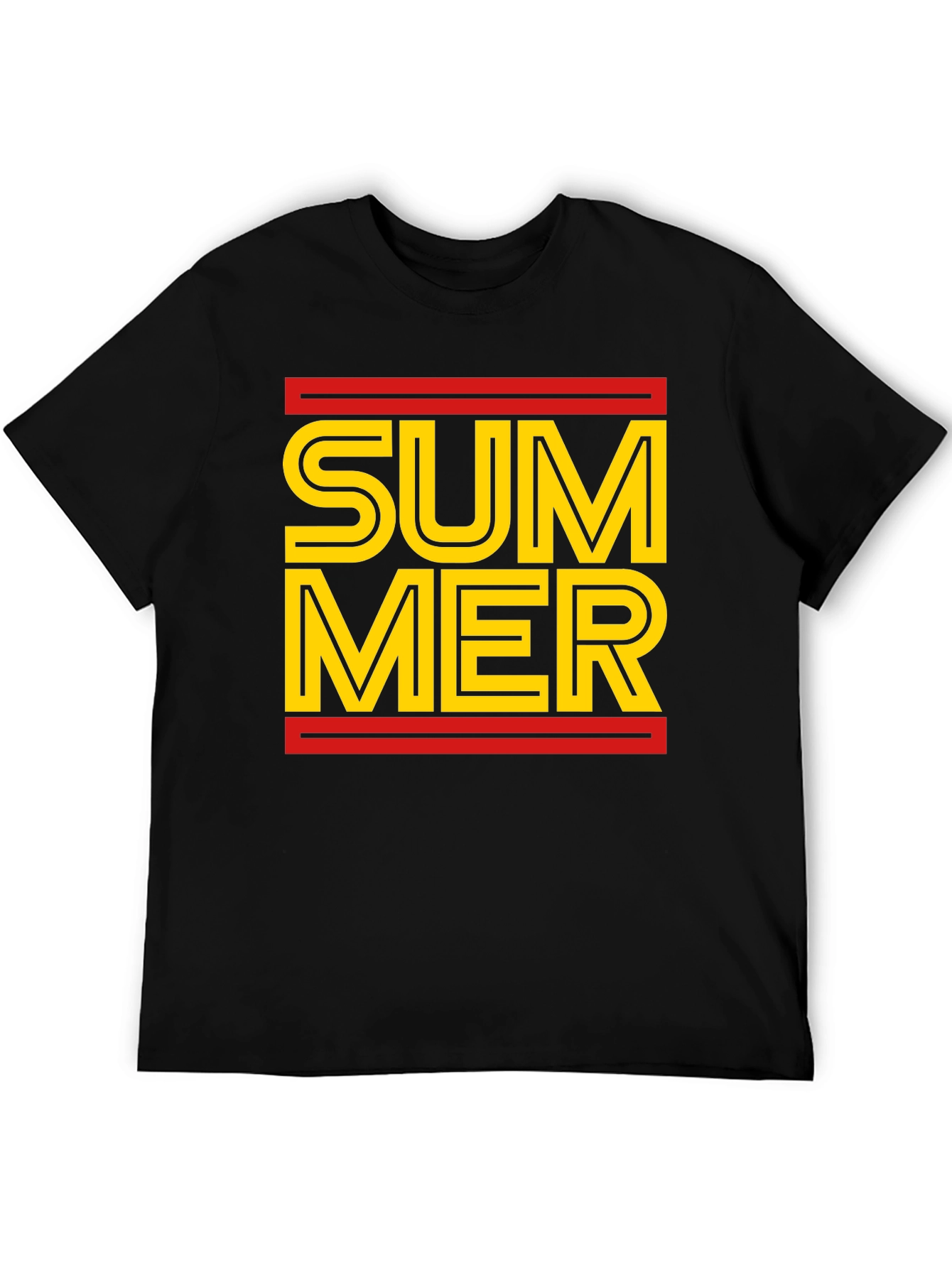 Black Summer Graphic Tee - Black Cotton Casual T-Shirt view 5