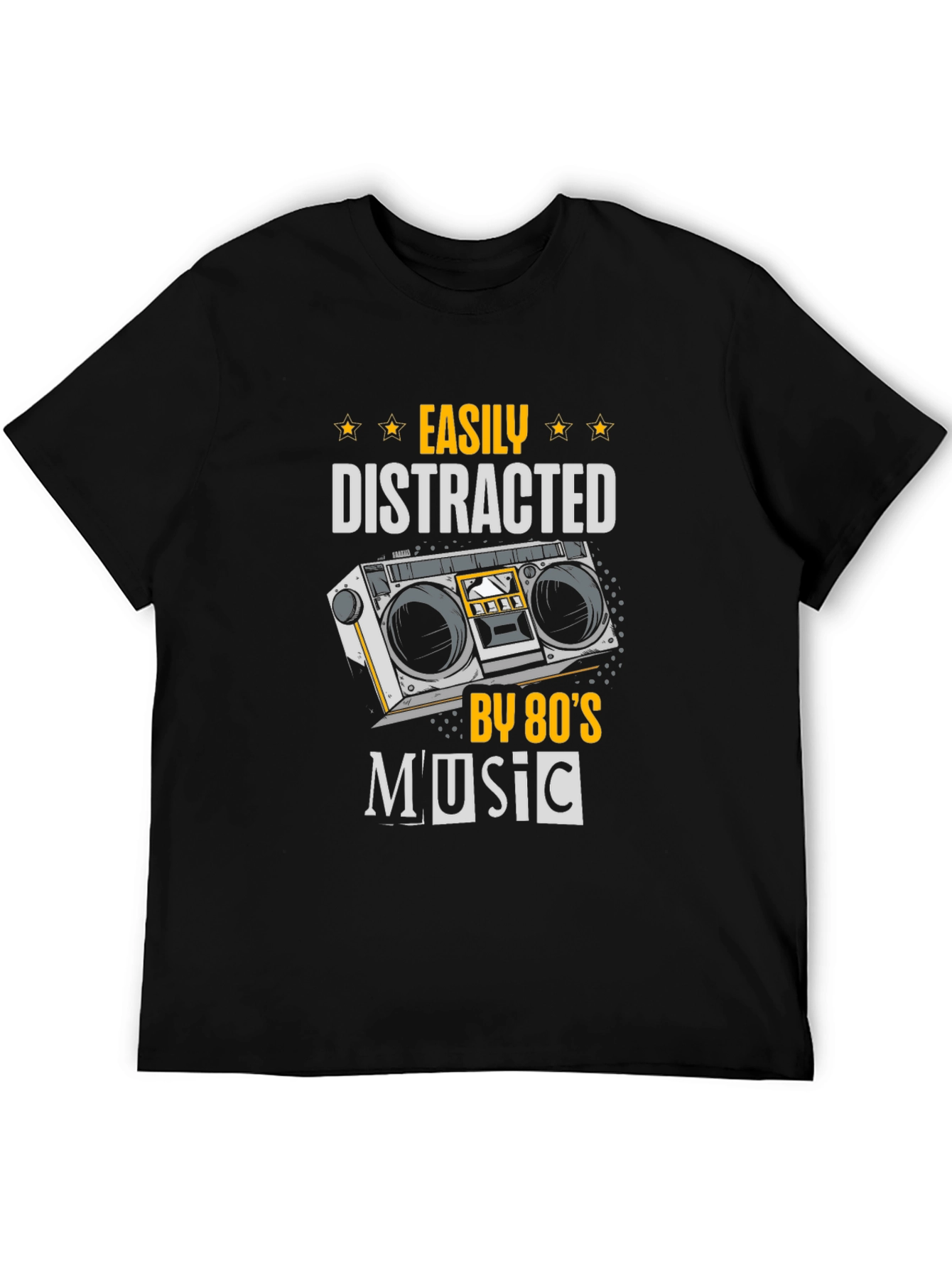 Black Easily Distracted by 80's Music Graphic Tee view 5