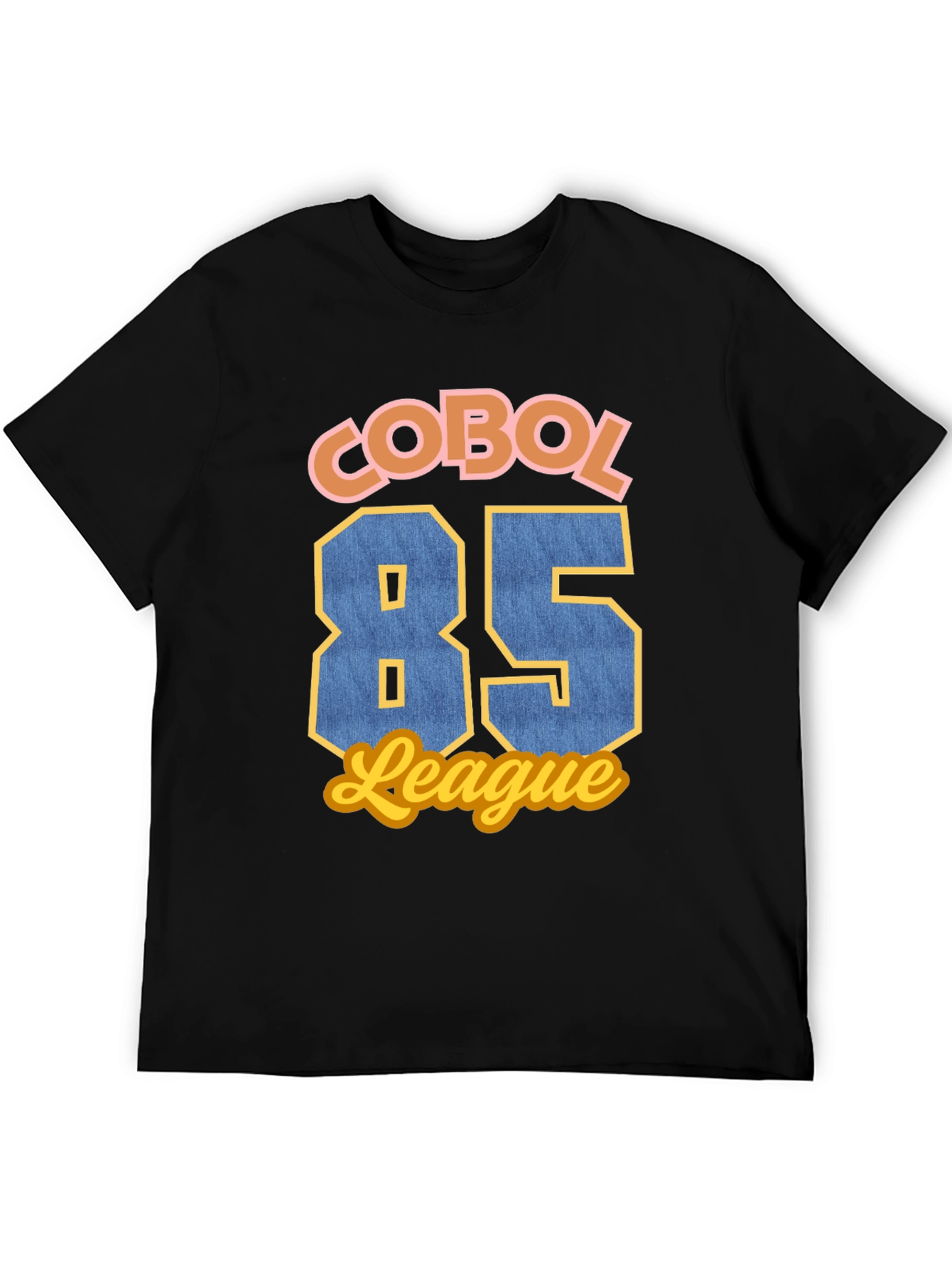 Black COBOL 85 League T-Shirt - Retro Programmer Style view 5