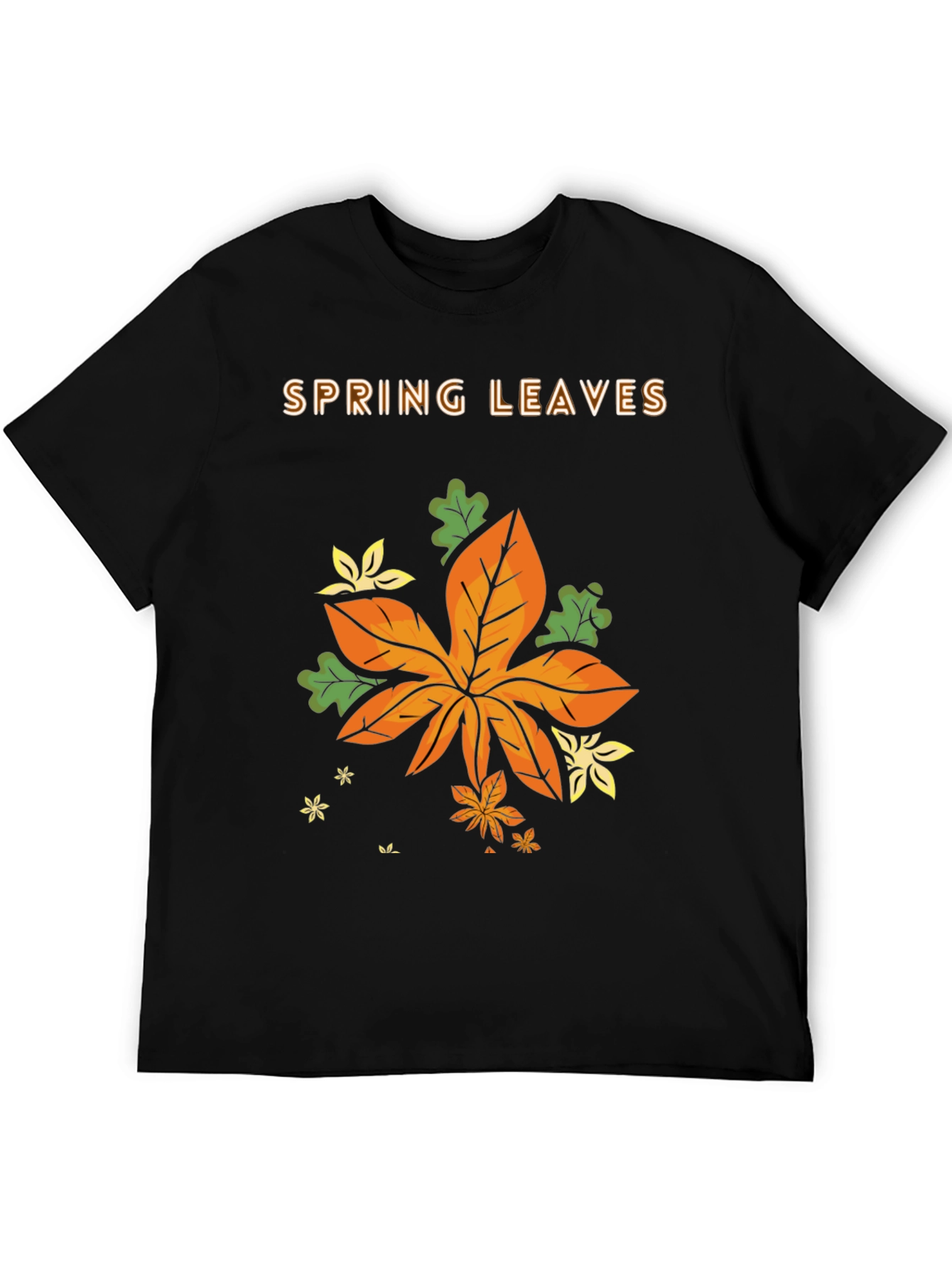 Black Spring Leaves Graphic T-Shirt view 5