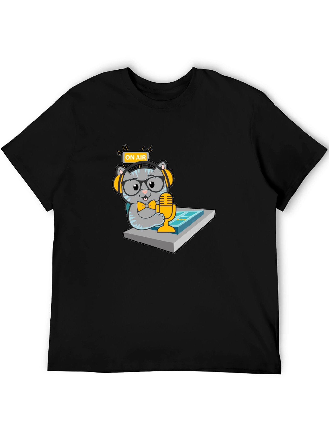 Black Cool Cat Podcast T-Shirt - Black view 5