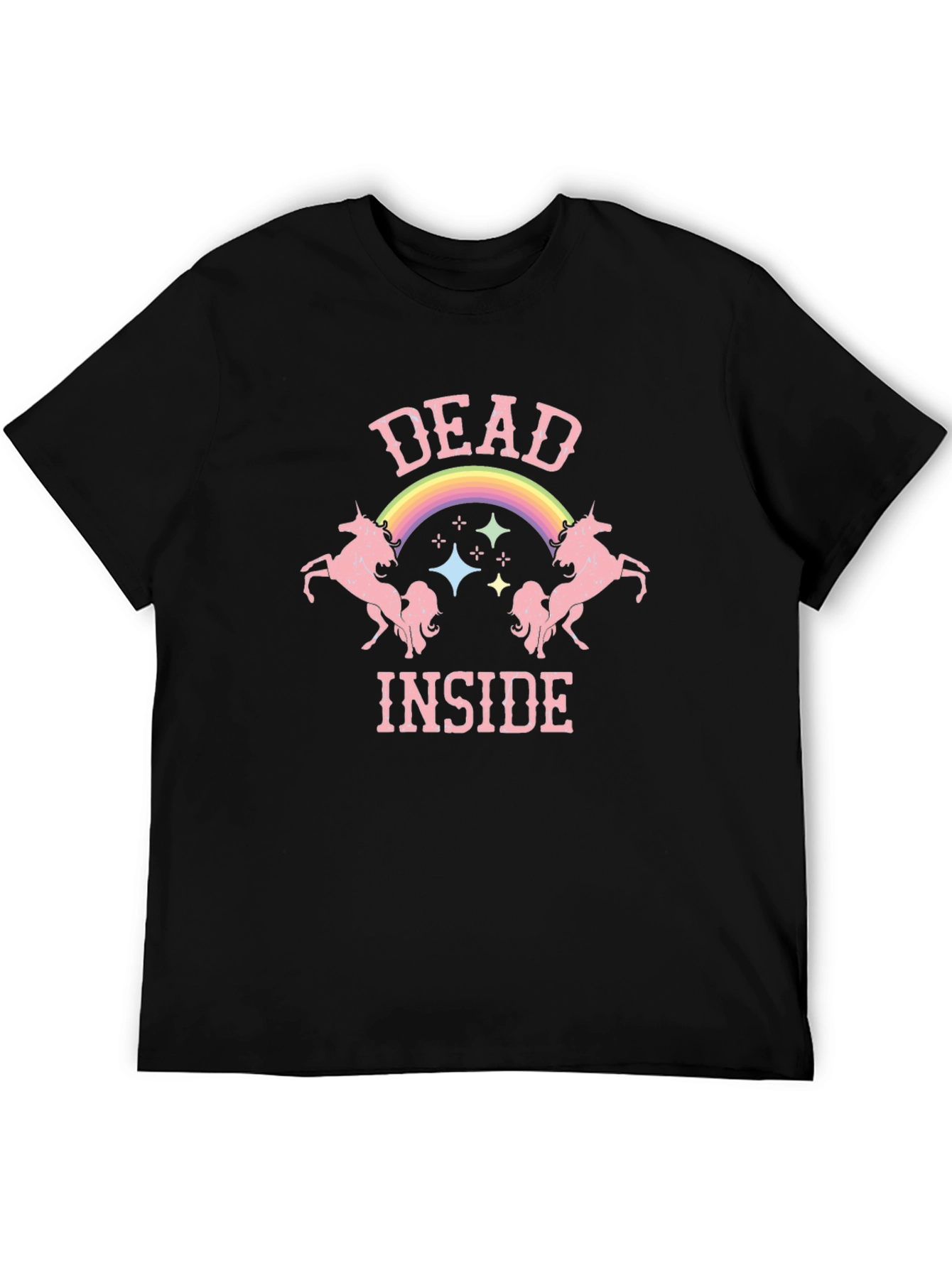 Black Dead Inside Unicorn Graphic Tee - Black Cotton T-Shirt view 5