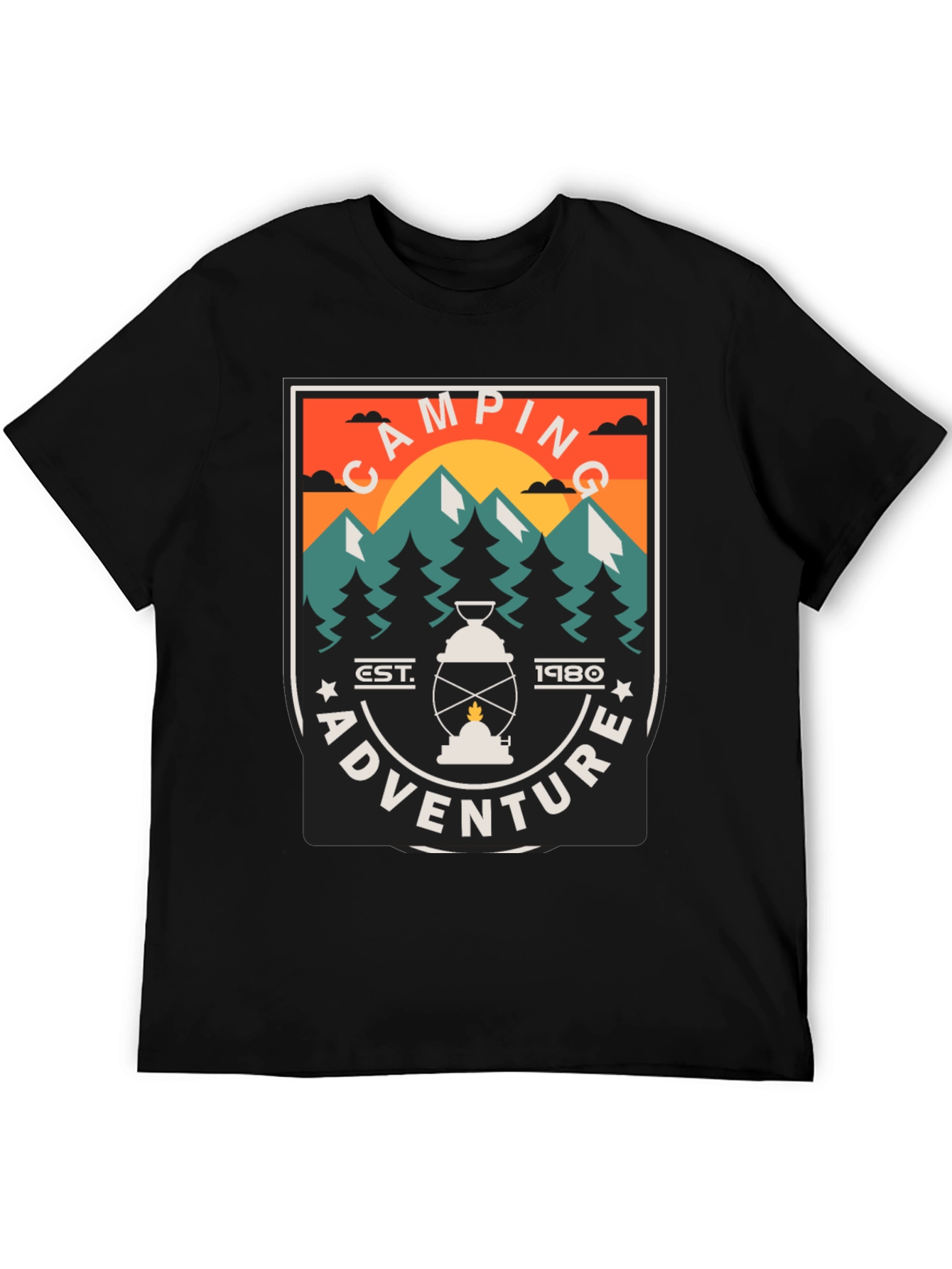 Black Camping Adventure Graphic T-Shirt view 5