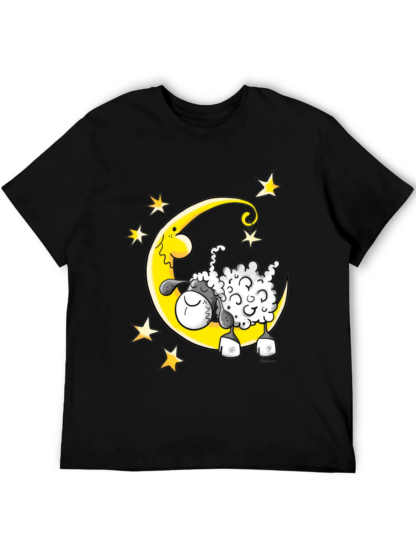Black Dreamy Sheep T-Shirt - Moon and Stars Graphic Tee view 5