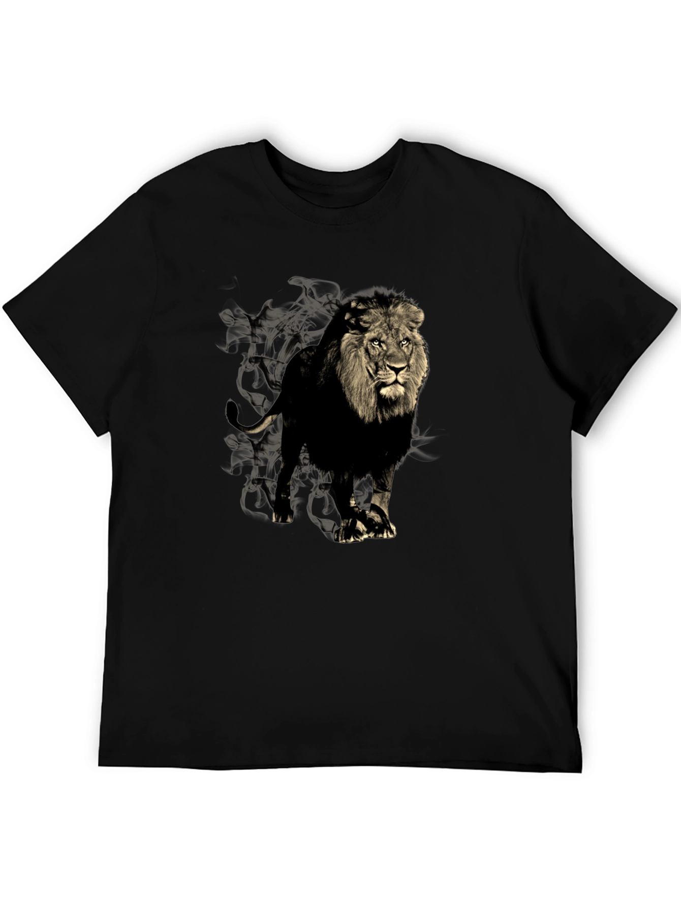 Black Lion Graphic Print Men's Black T-Shirt view 5