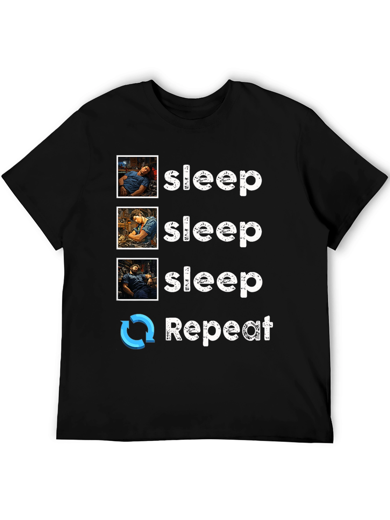 Black Sleep Technician T-Shirt - Sleep Repeat view 5