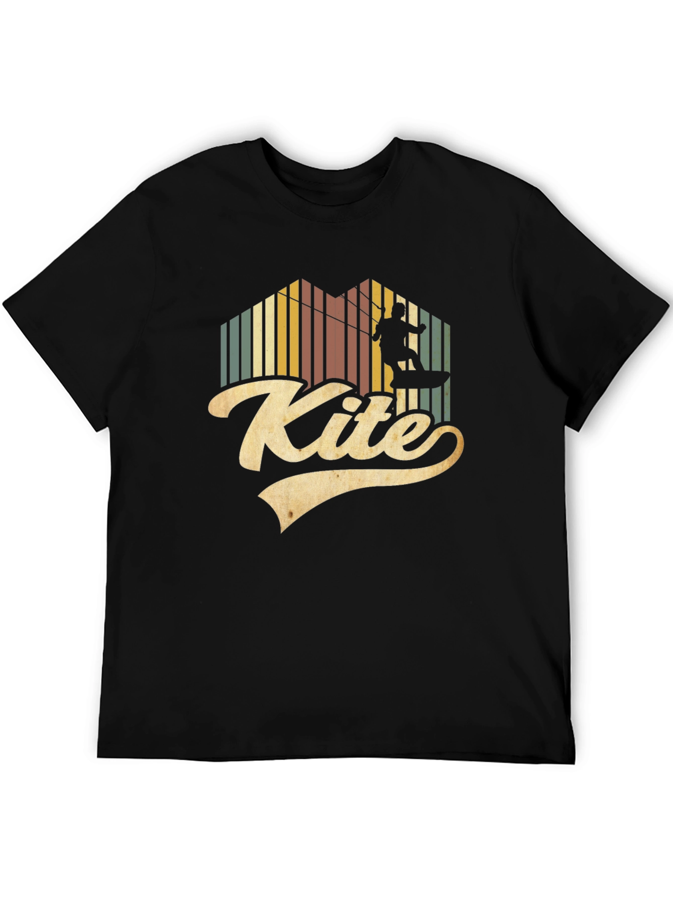 Black Vintage Kite Surfing Graphic T-Shirt view 5