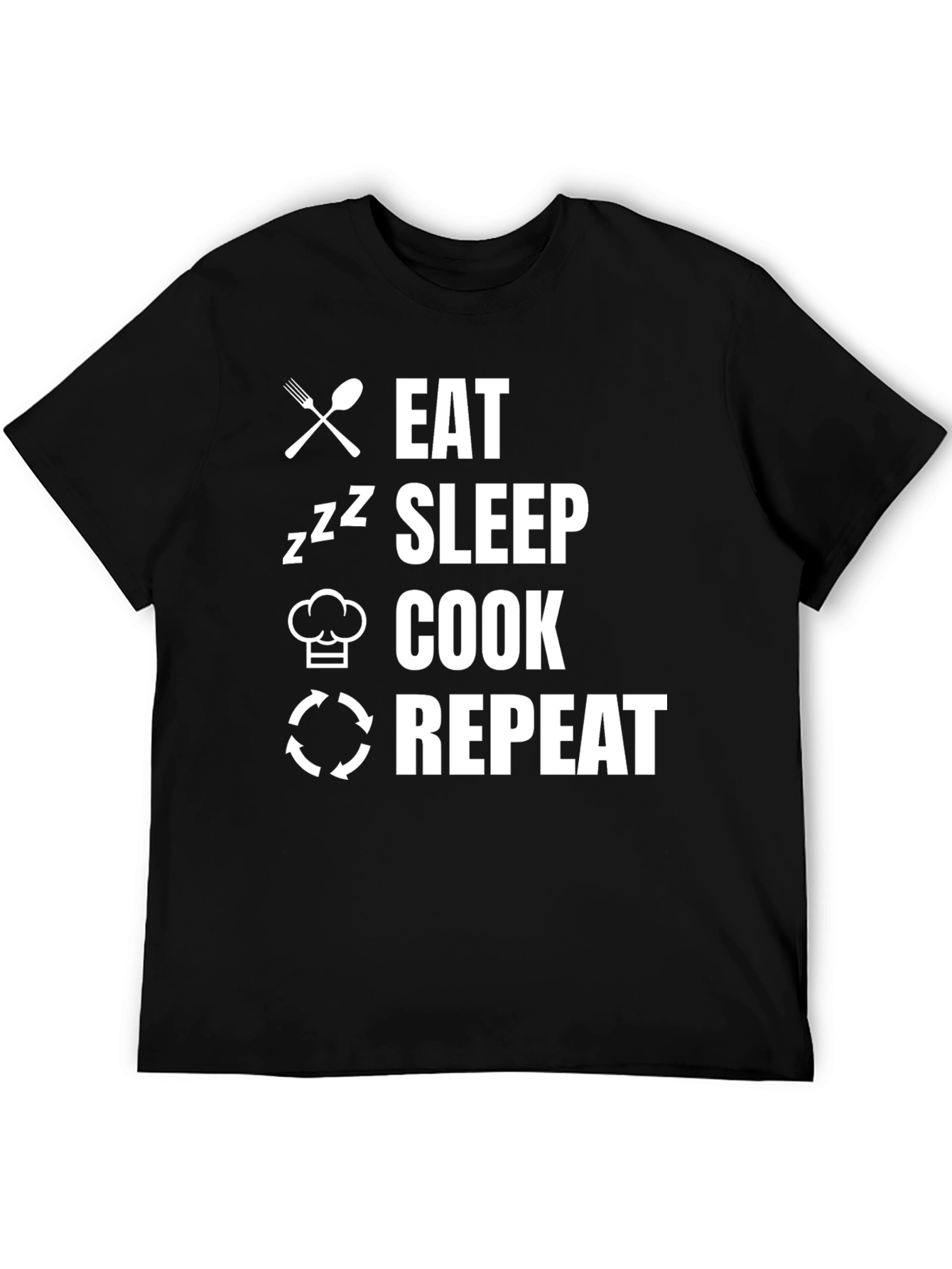 Black Eat Sleep Cook Repeat Graphic Tee view 5