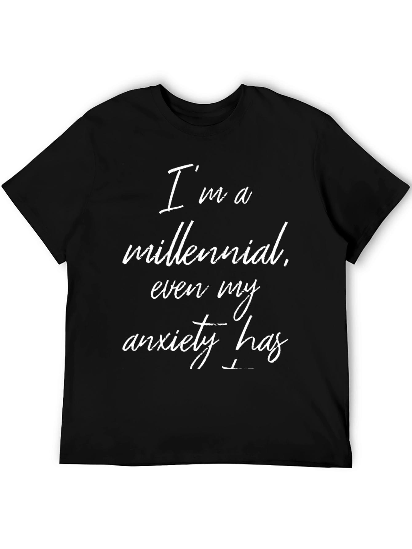Black Millennial Anxiety Black T-Shirt view 5