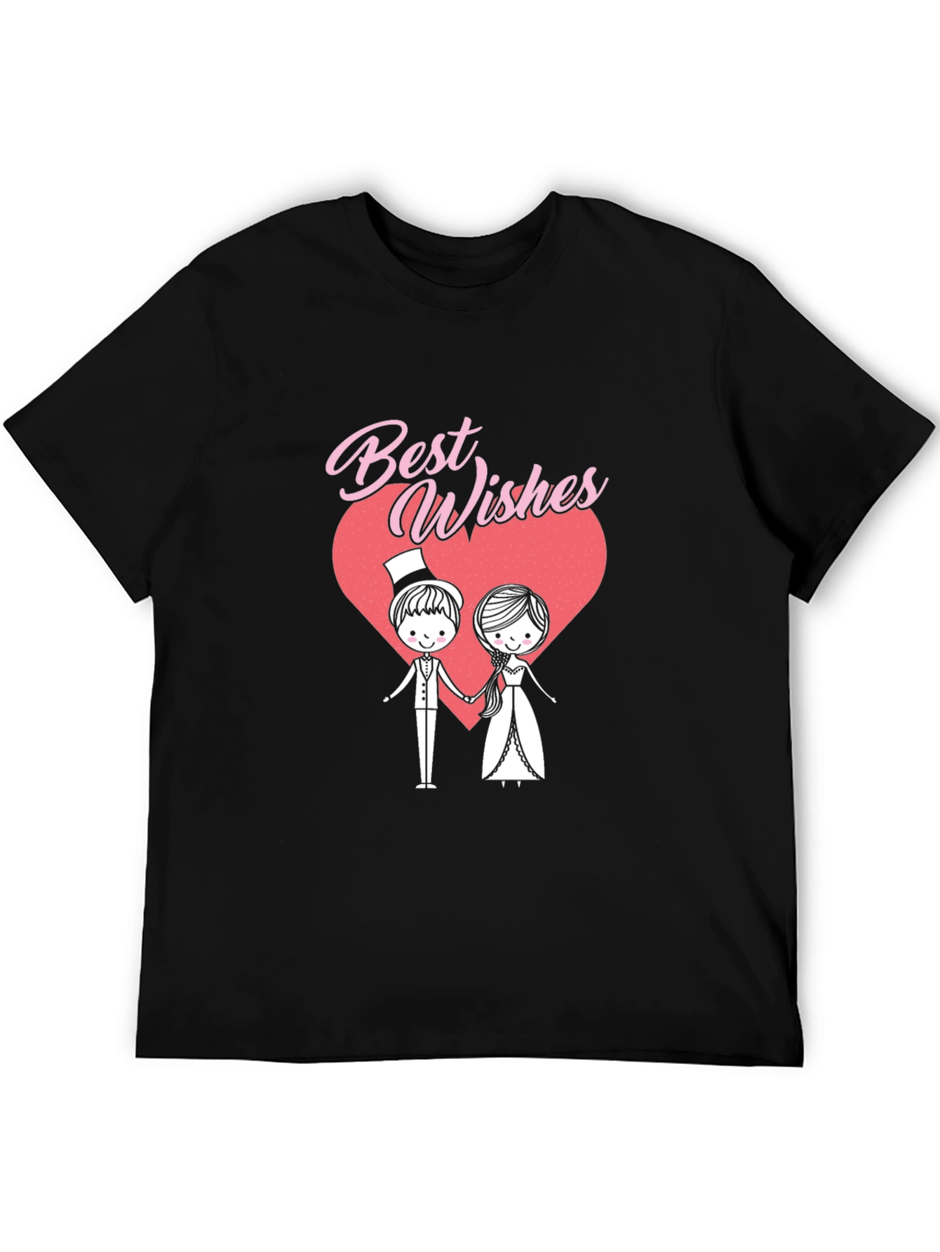 Black Best Wishes Wedding Couple Graphic T-Shirt view 5