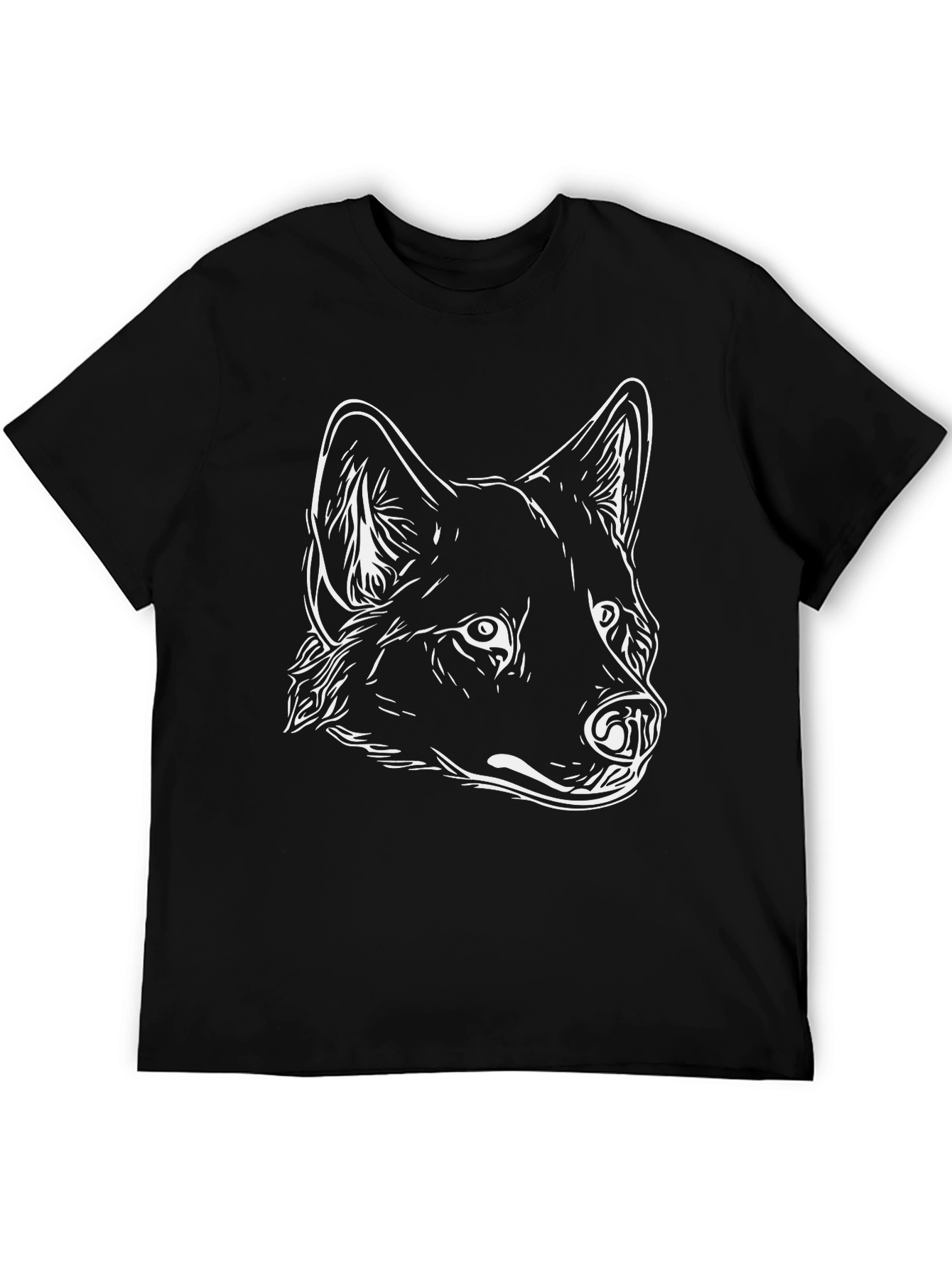 Black Cool Wolf Graphic Tee - Black Cotton T-Shirt view 5