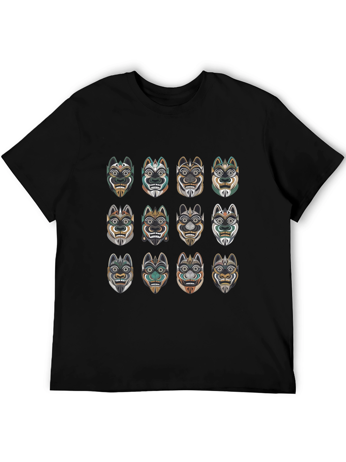 Black Tribal Mask Graphic Tee - Unique Design view 5