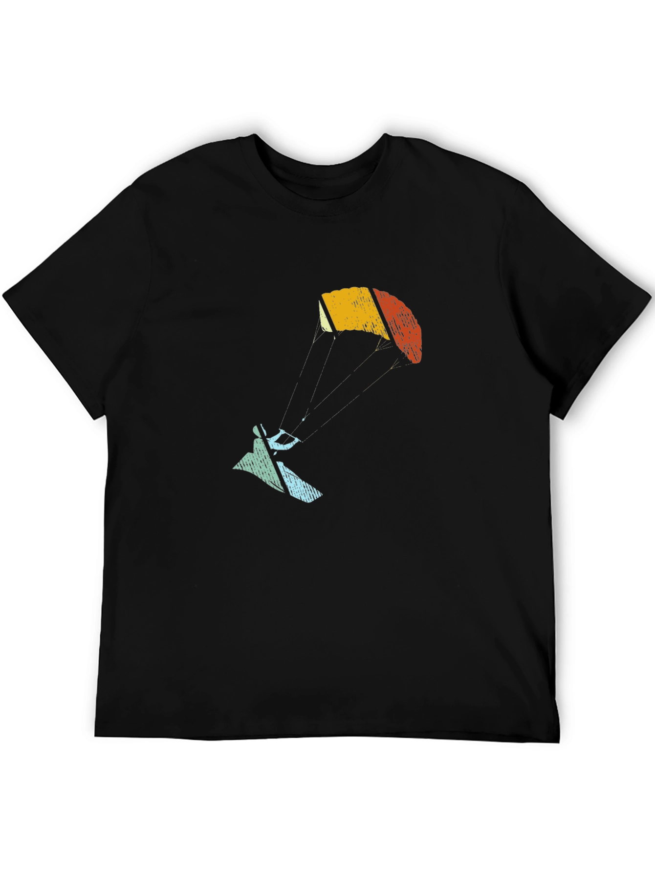 Black Retro Paragliding Graphic T-Shirt view 5