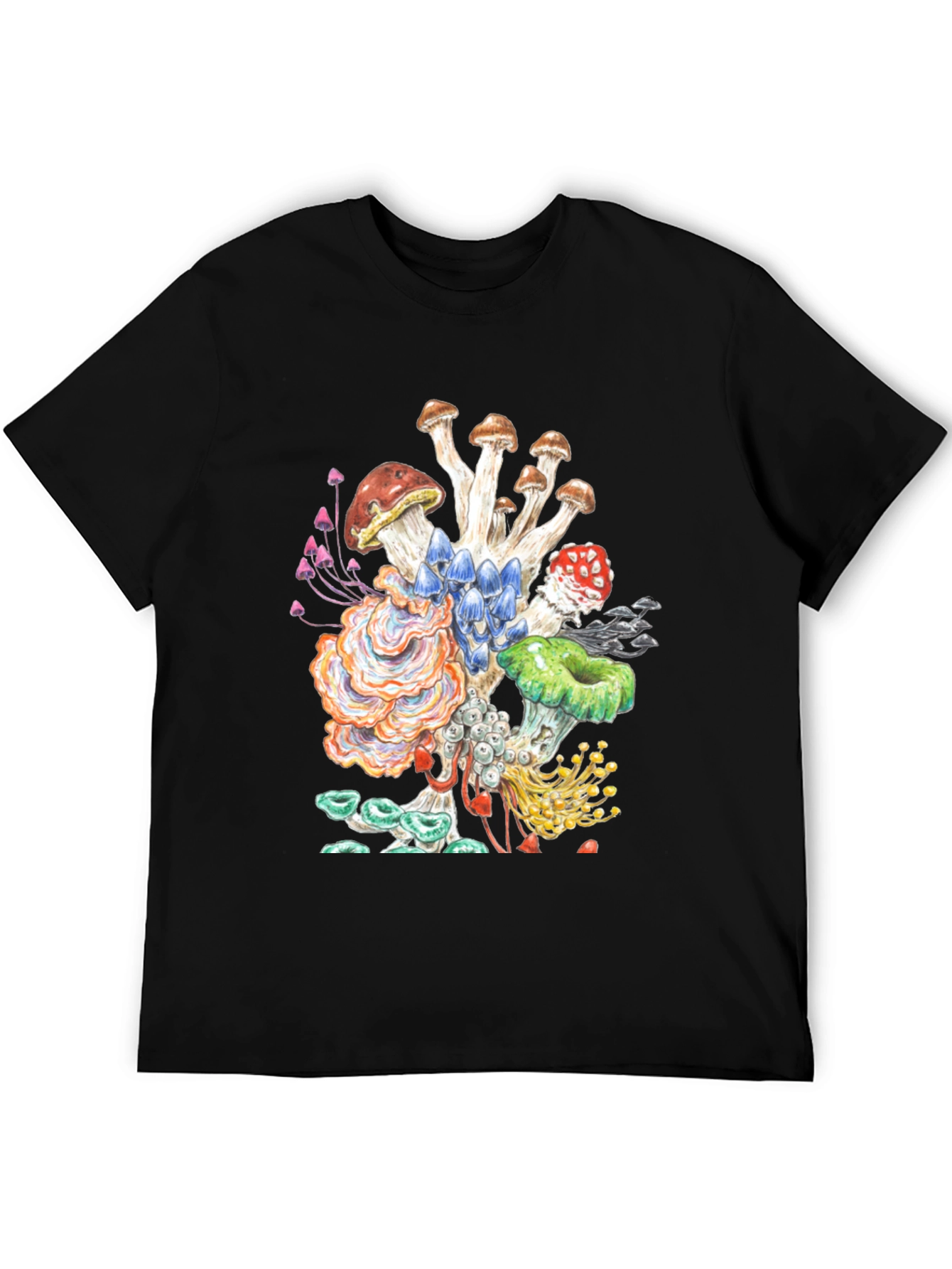 Black Mushroom Graphic Tee - Funky Nature Shirt view 5