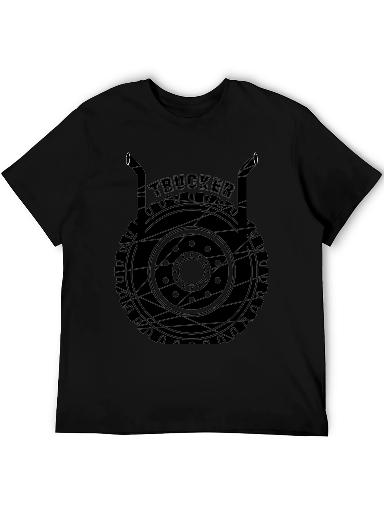 Black Trucker T-Shirt Black Graphic Tee view 5