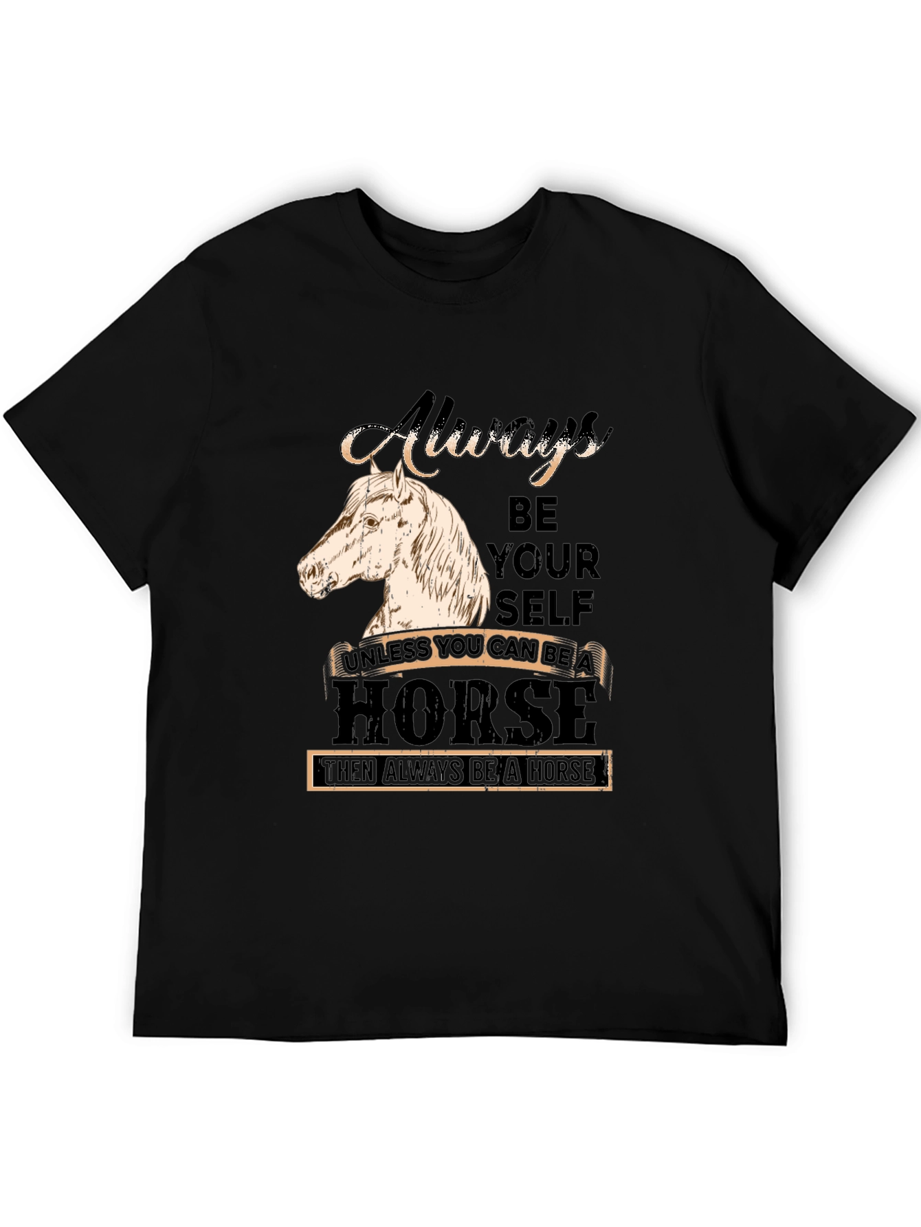 Black Always Be Yourself Horse Graphic T-Shirt view 5