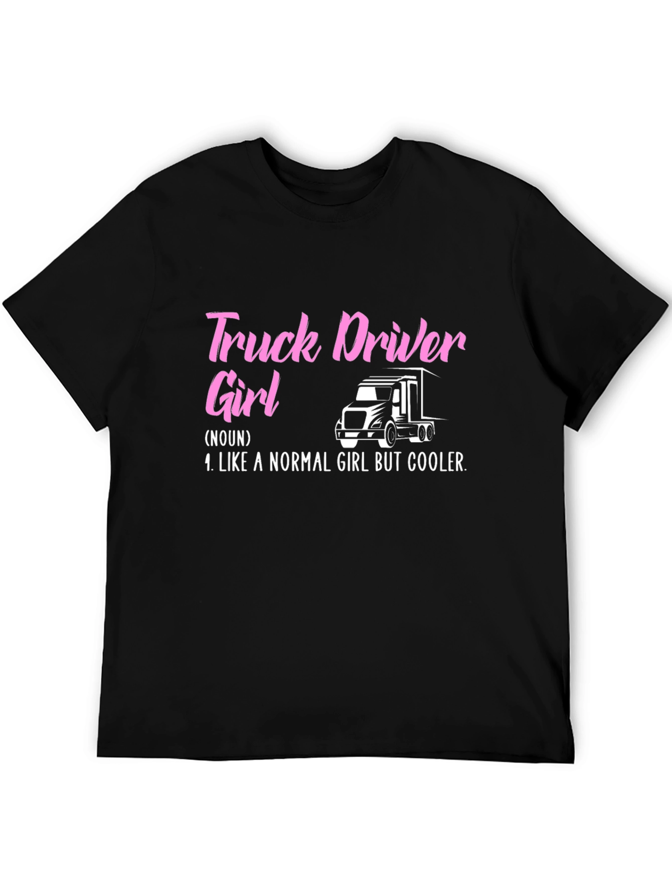 Black Truck Driver Girl Black T-Shirt view 5