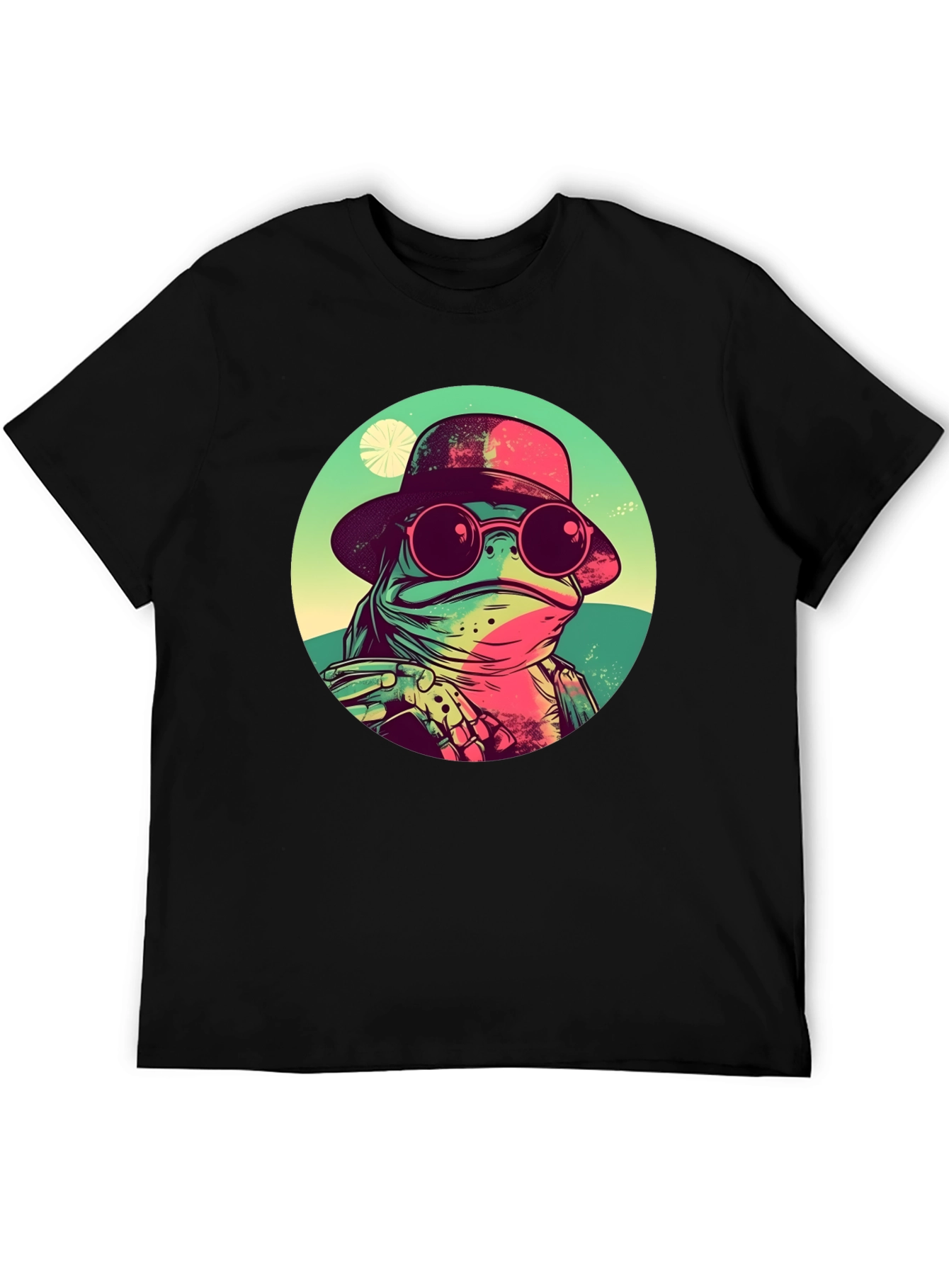 Black Cool Frog Graphic Tee - Unique Design view 5