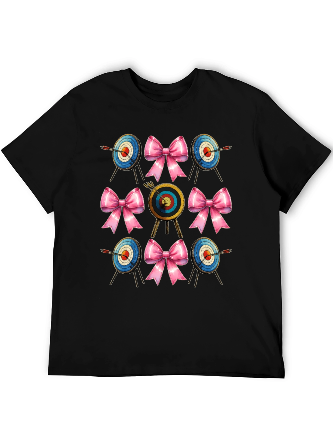 Black Archery Target & Bow T-Shirt view 5
