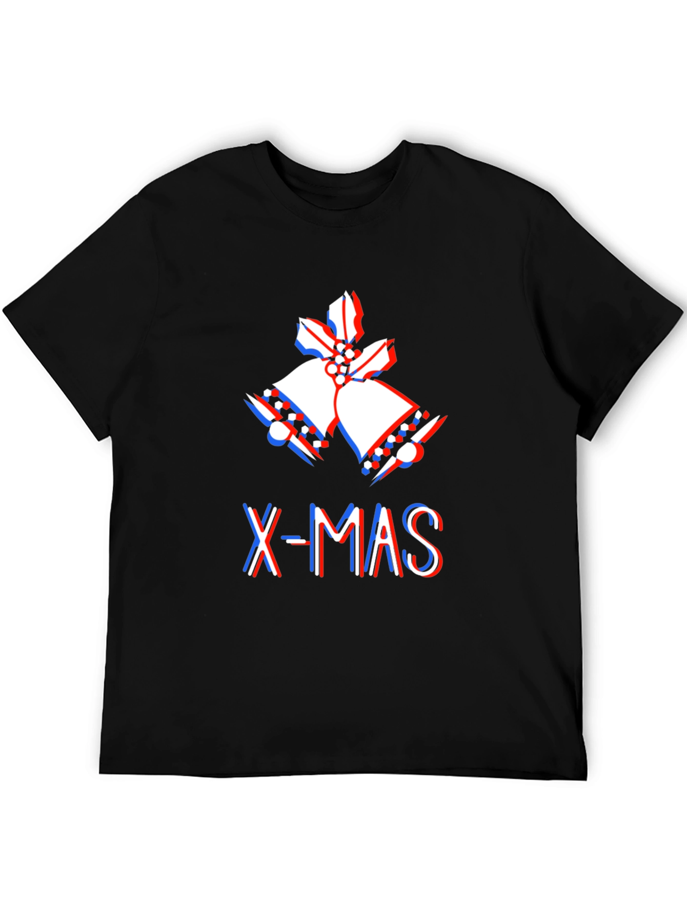 Black X-MAS Bell 3D Effect Graphic Black T-Shirt view 5