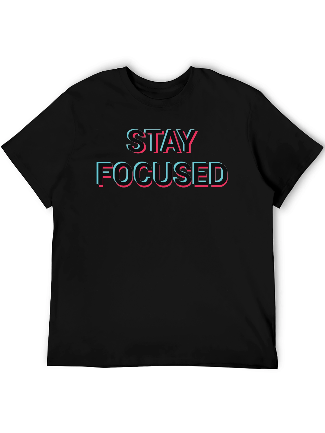 Black Stay Focused T-Shirt - Eye-Catching 3D Style Design view 5