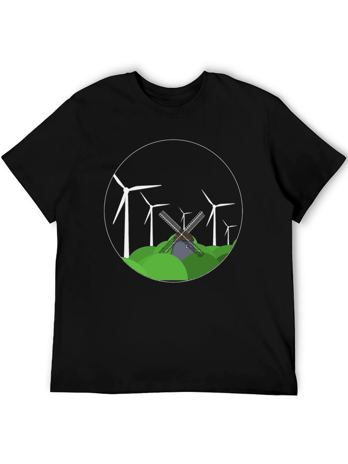 Black Windmill & Turbine Graphic Tee view 5