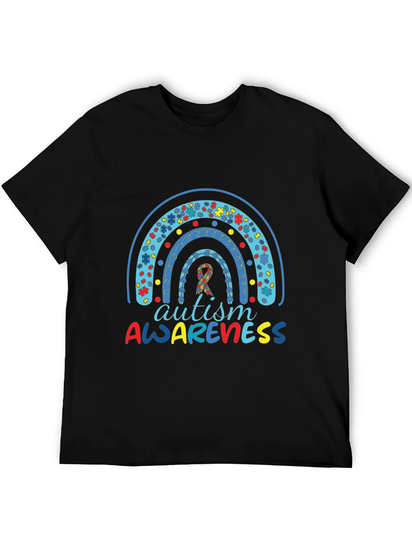 Autism Awareness Rainbow Puzzle Piece Graphic Tee - 5