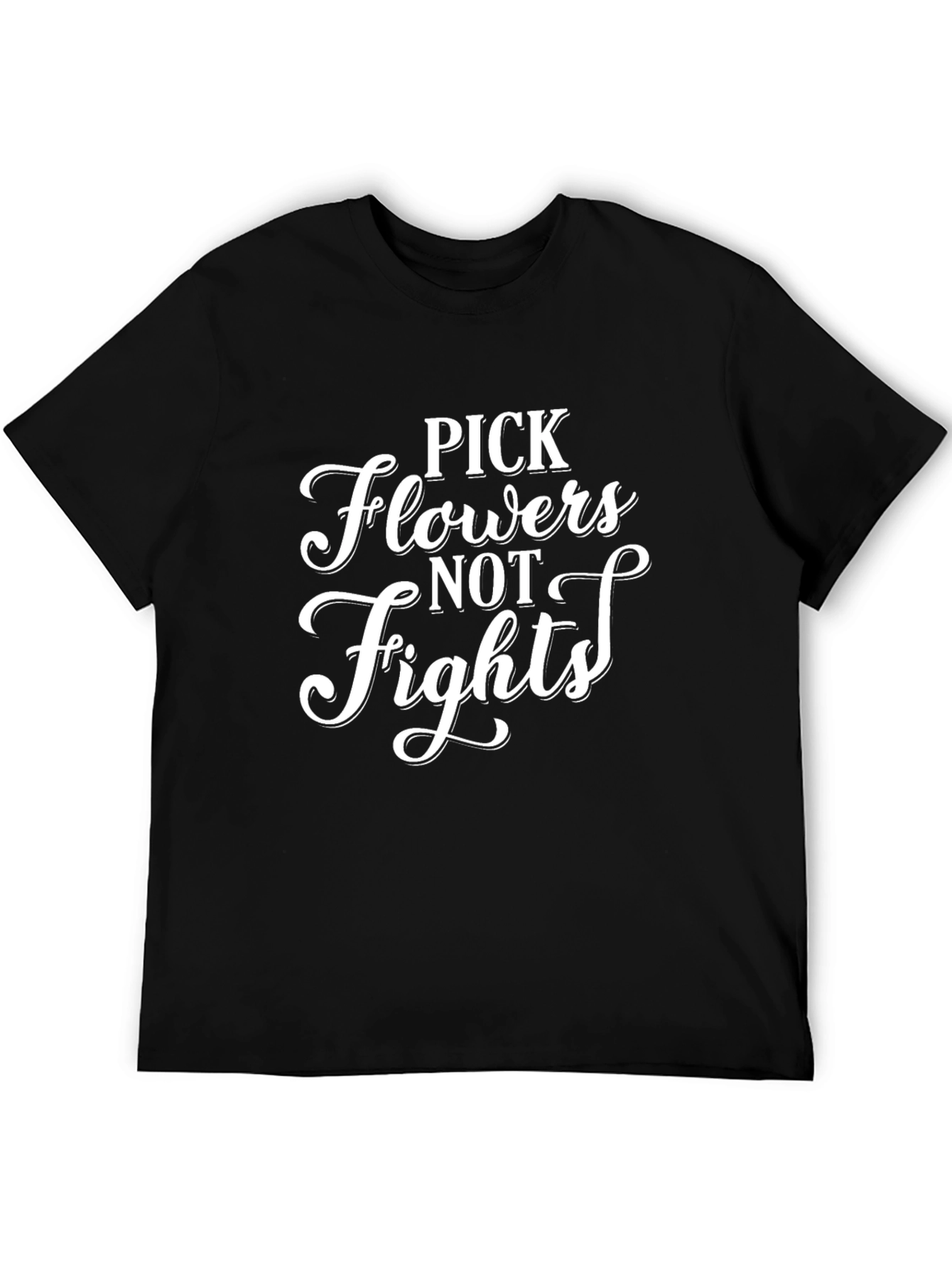 Black Pick Flowers Not Fights Graphic Tee view 5