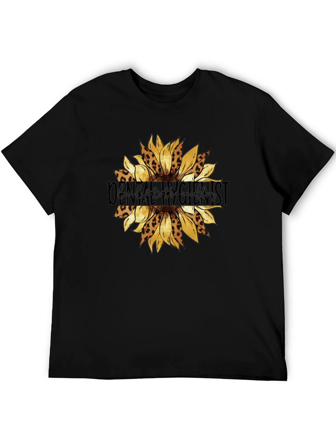 Black Dental Hygienist Sunflower T-Shirt view 5