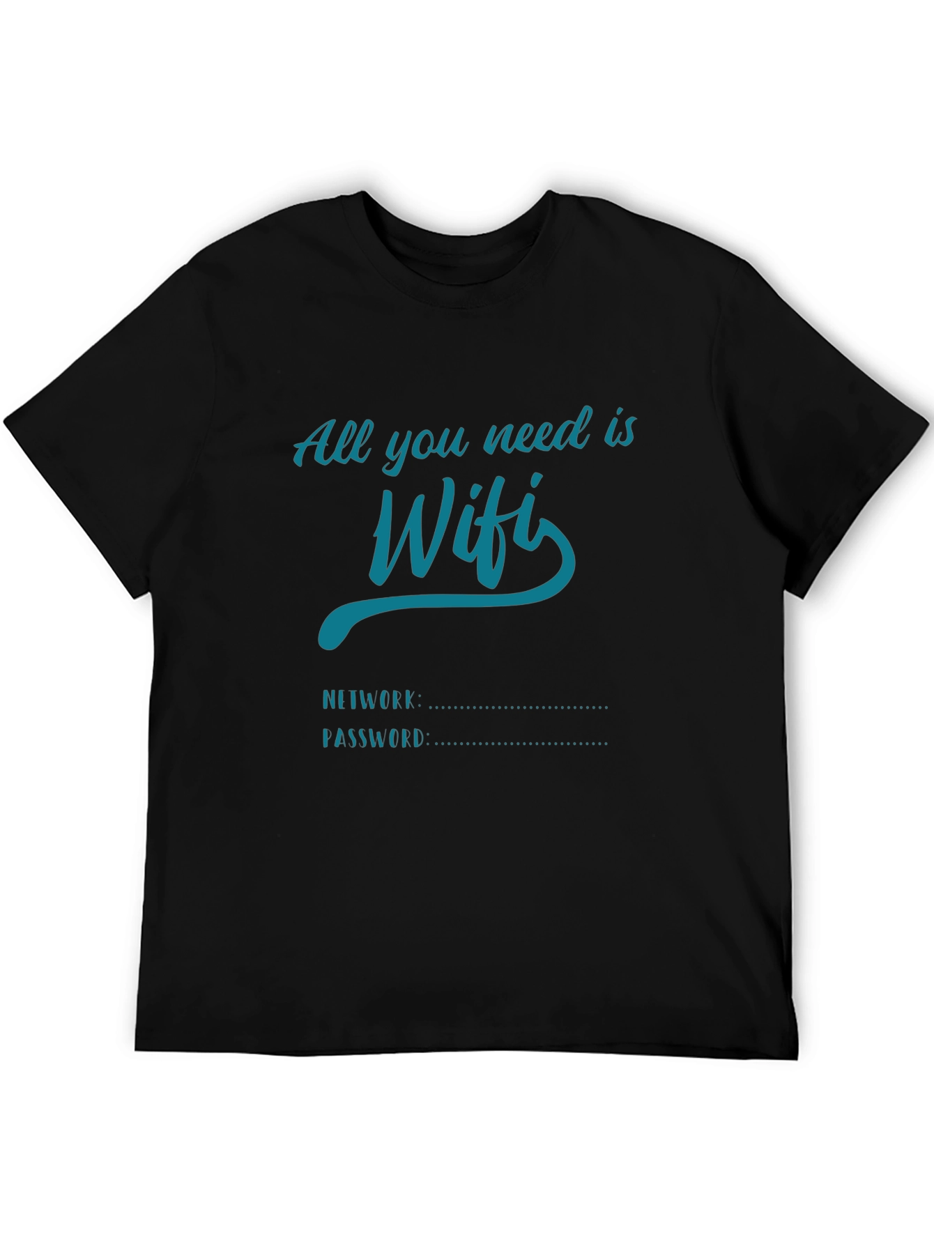 Black WiFi Network Password T-Shirt view 5