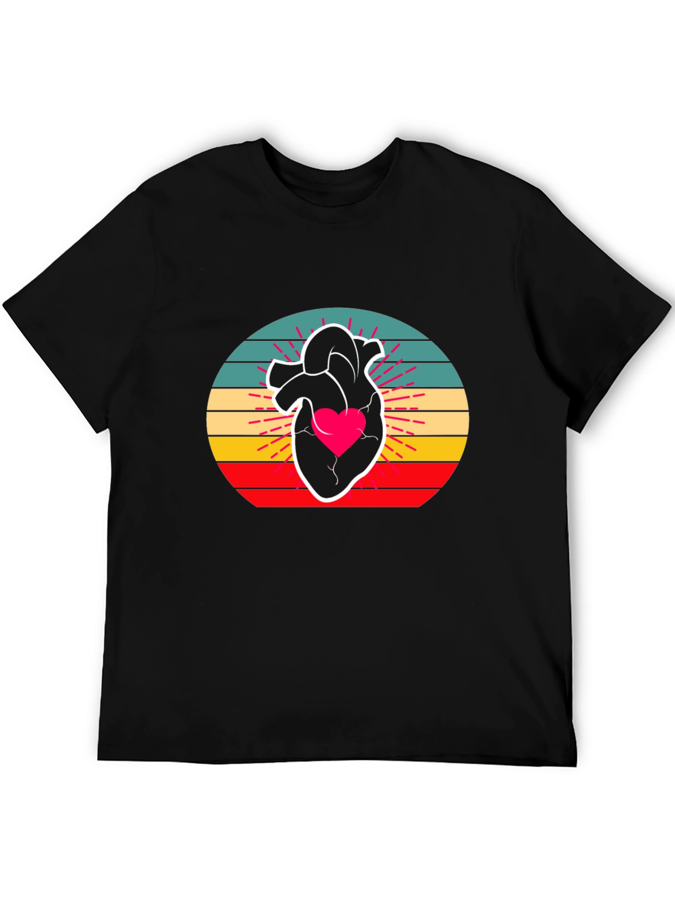 Black Retro Heart Graphic Tee - Stylish Comfort view 5