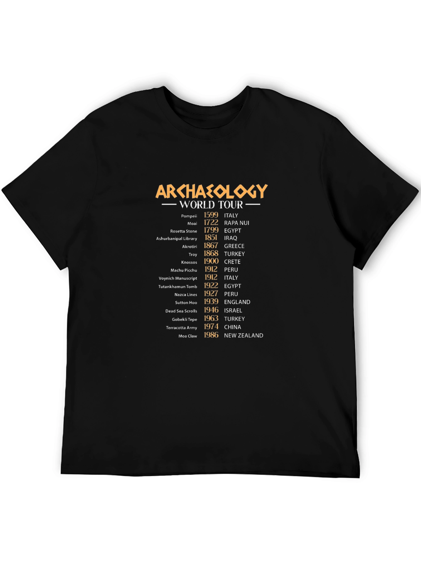 Black Archaeology World Tour T-Shirt - History Buff Tee view 5