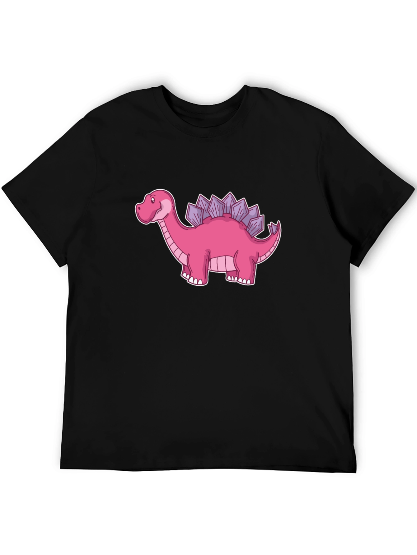 Black Dino T-Shirt - Pink Stegosaurus Graphic Tee view 5