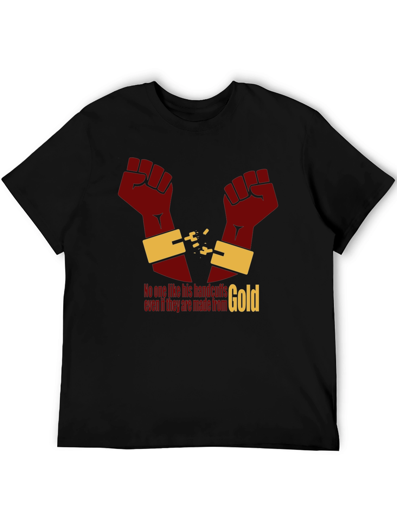 Black Freedom Gold Handcuff T-Shirt view 5