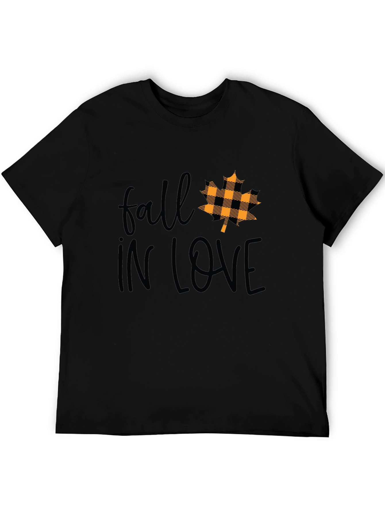 Black Fall In Love Maple Leaf Plaid T-Shirt view 5
