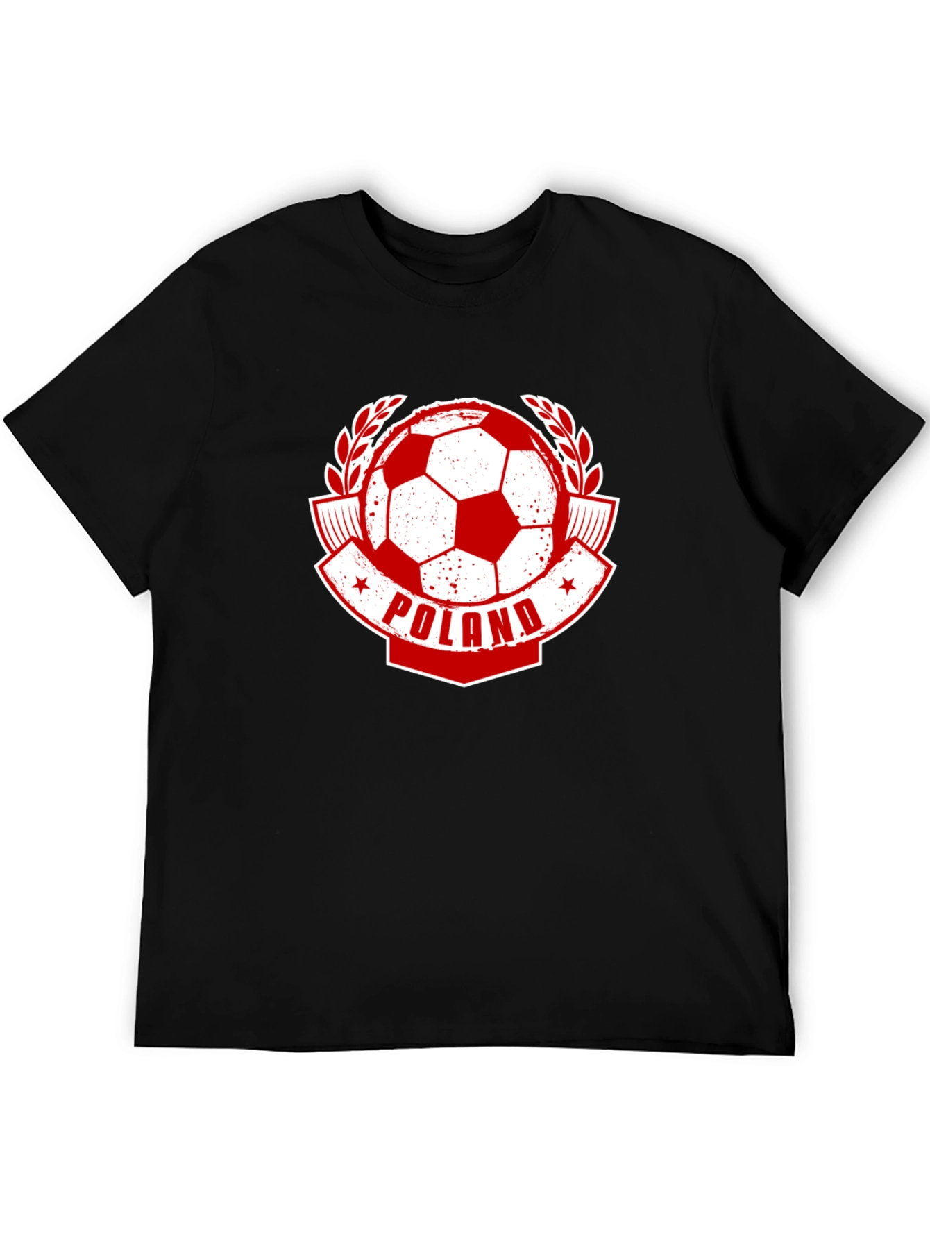 Black Poland Soccer T-Shirt - Red & White Football Fan Tee view 5
