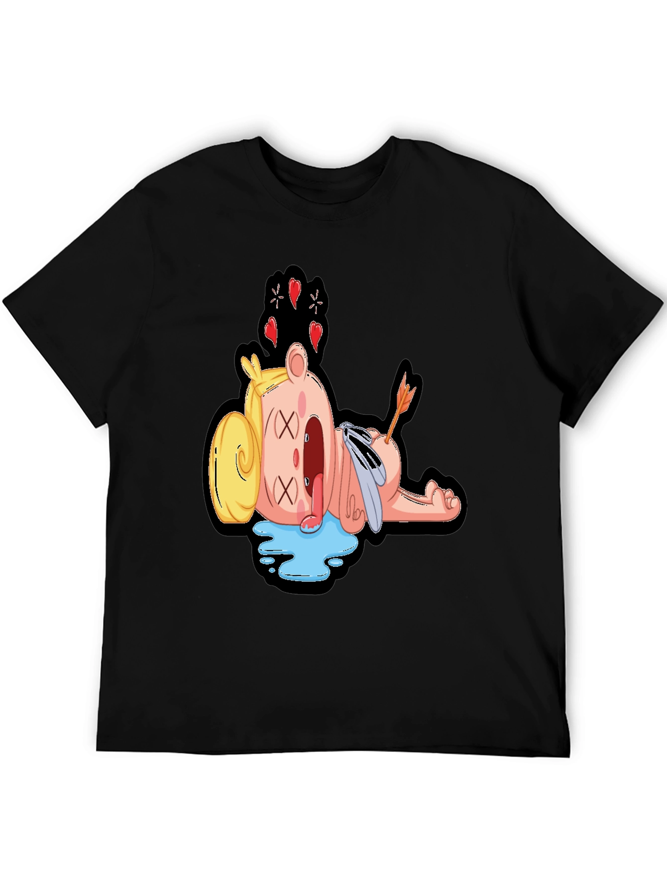 Black Cartoon Dead Bear T-Shirt - Mens Black Graphic Tee view 5