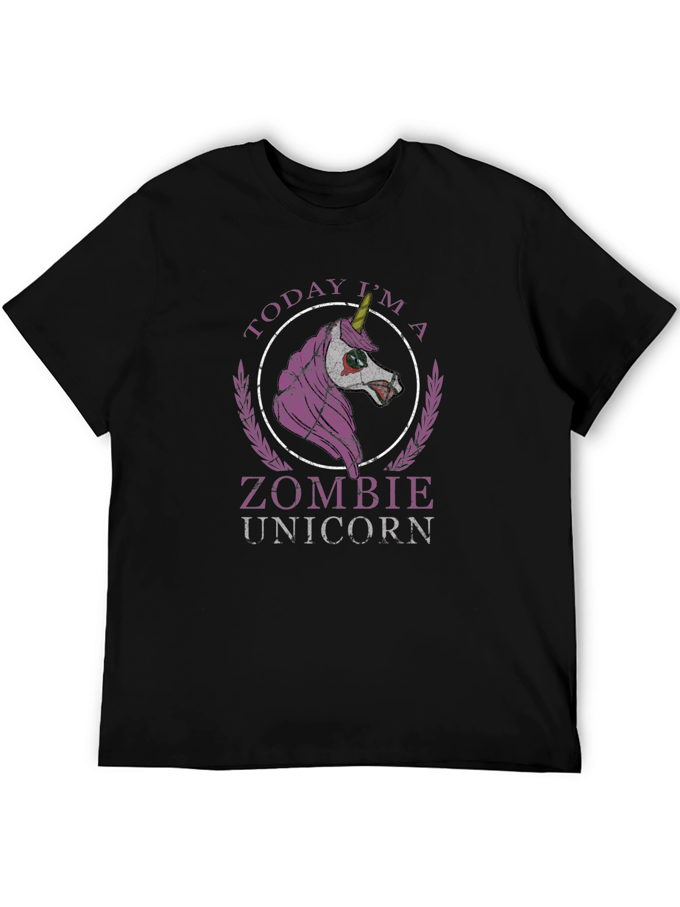 Black Zombie Unicorn Graphic T-Shirt - Halloween Ready! view 5