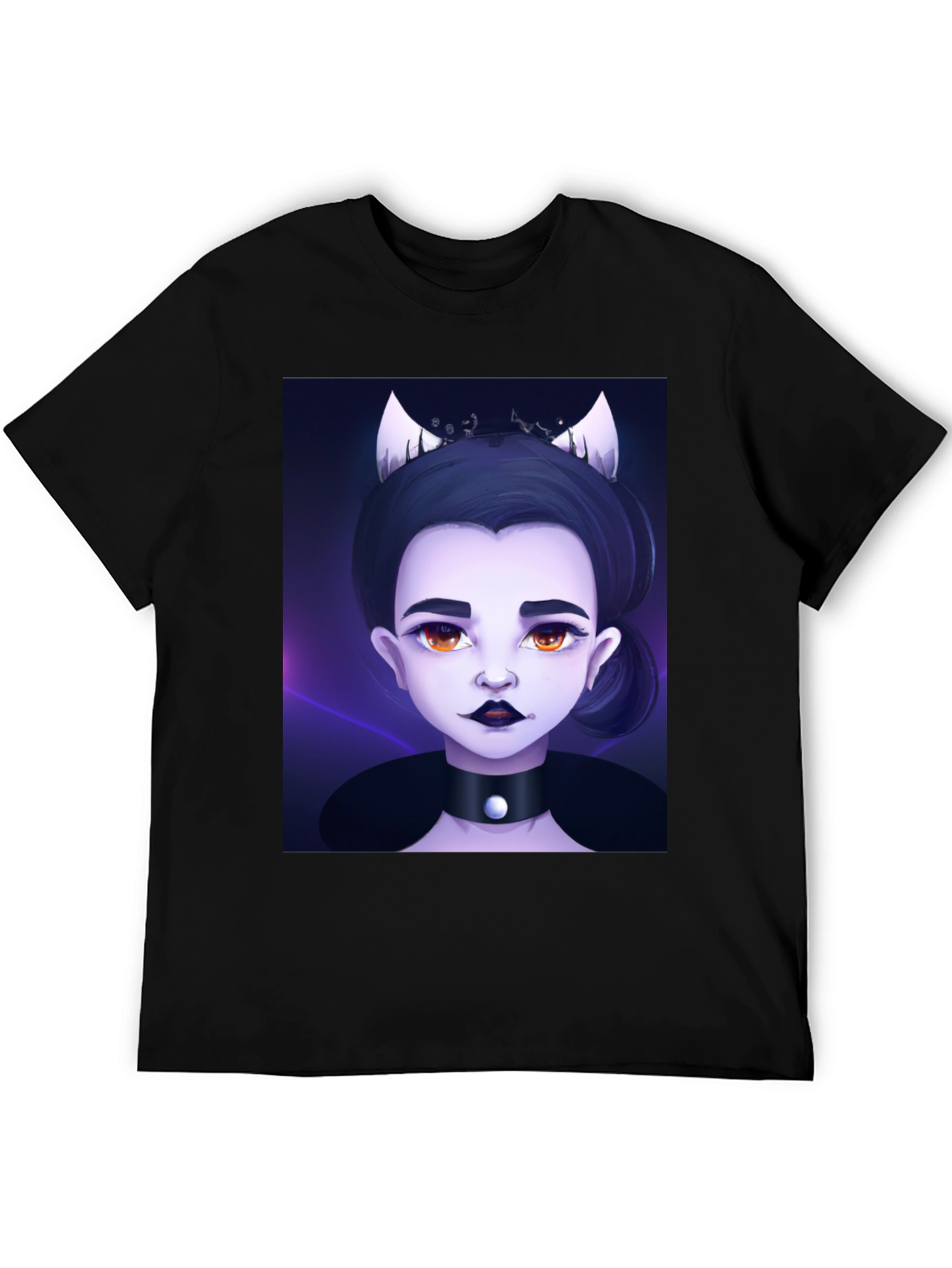 Black Gothic Cartoon Girl Black T-Shirt view 5