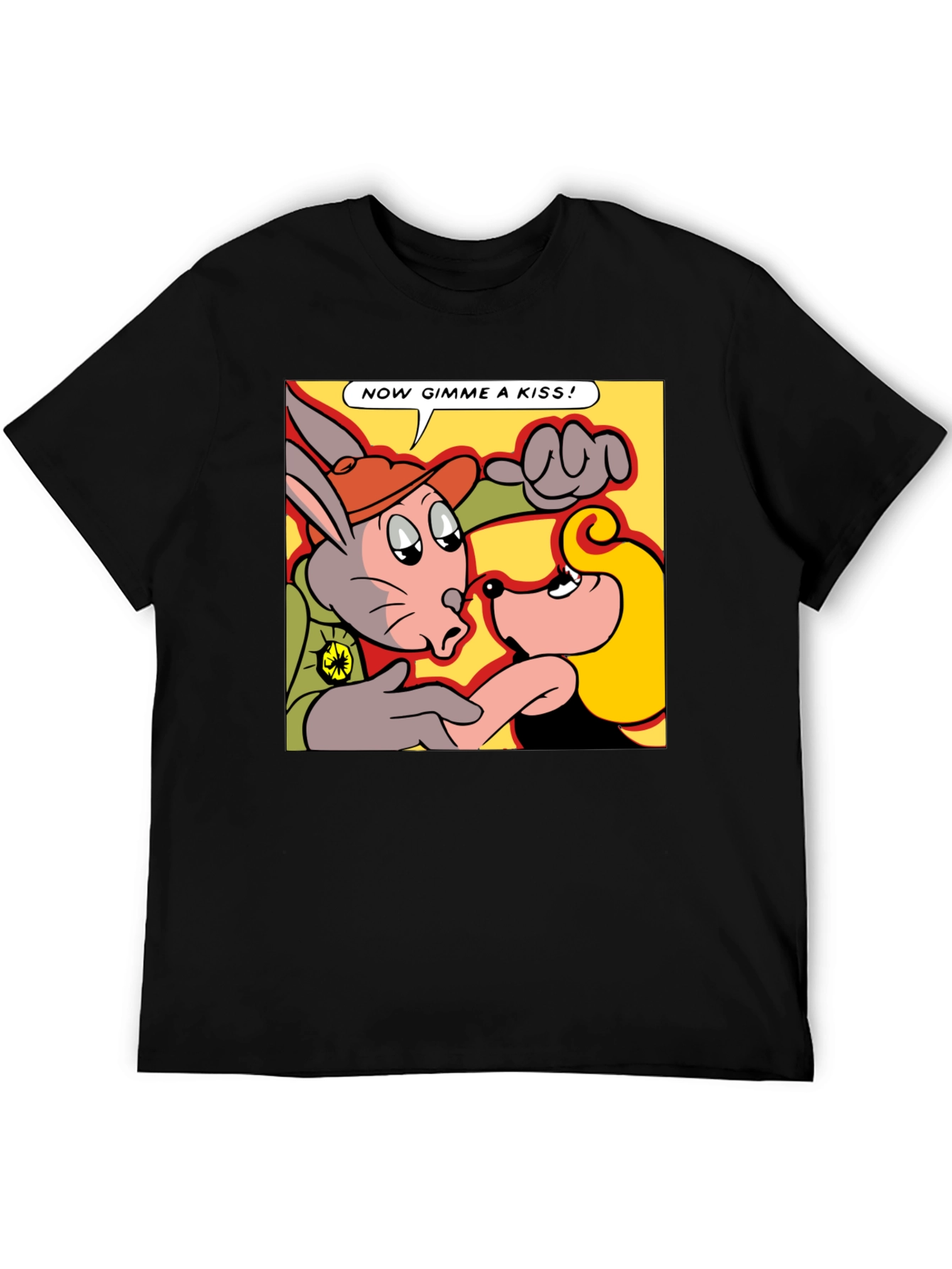 Black Cartoon Kiss T-Shirt - Now Gimme a Kiss! view 5
