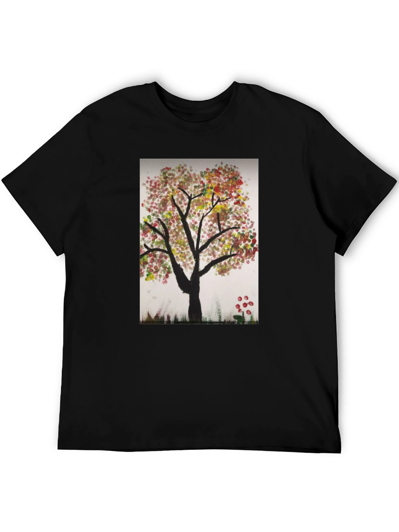 Black Artistic Autumn Tree Black T-Shirt view 5