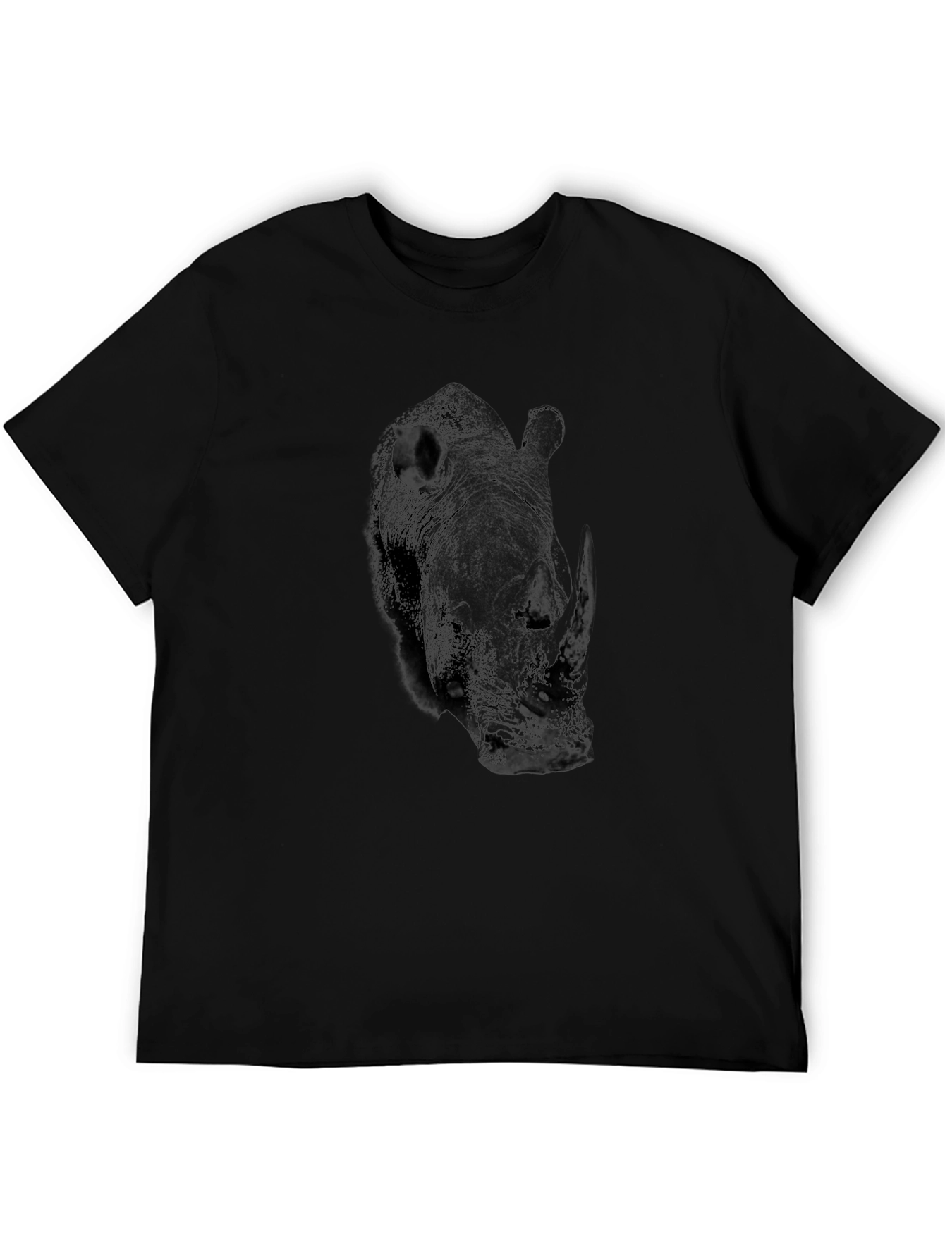 Black Black Rhino Graphic Tee - Unique Animal Design view 5