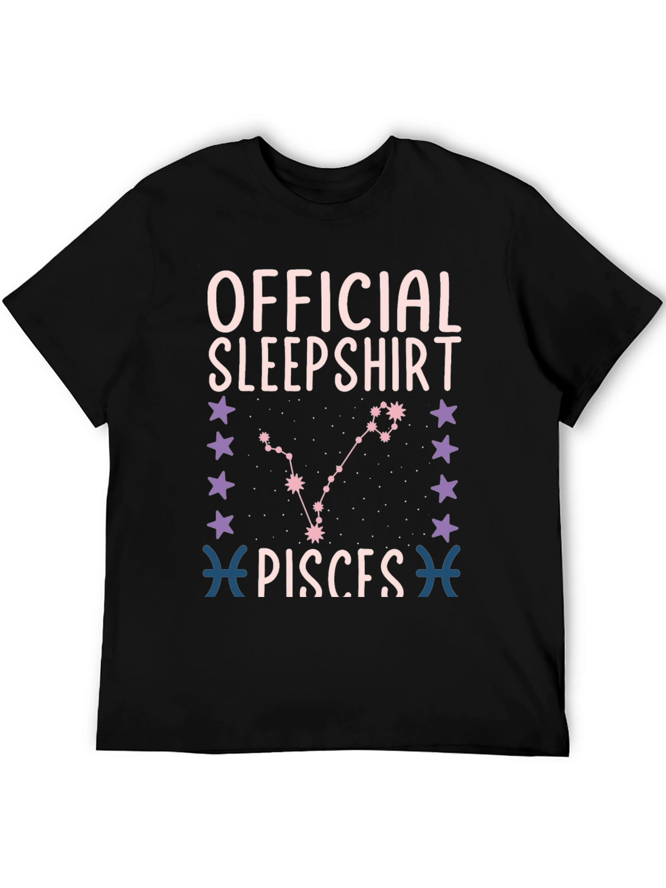 Black Official Pisces Sleepshirt - Zodiac Sign Tee view 5